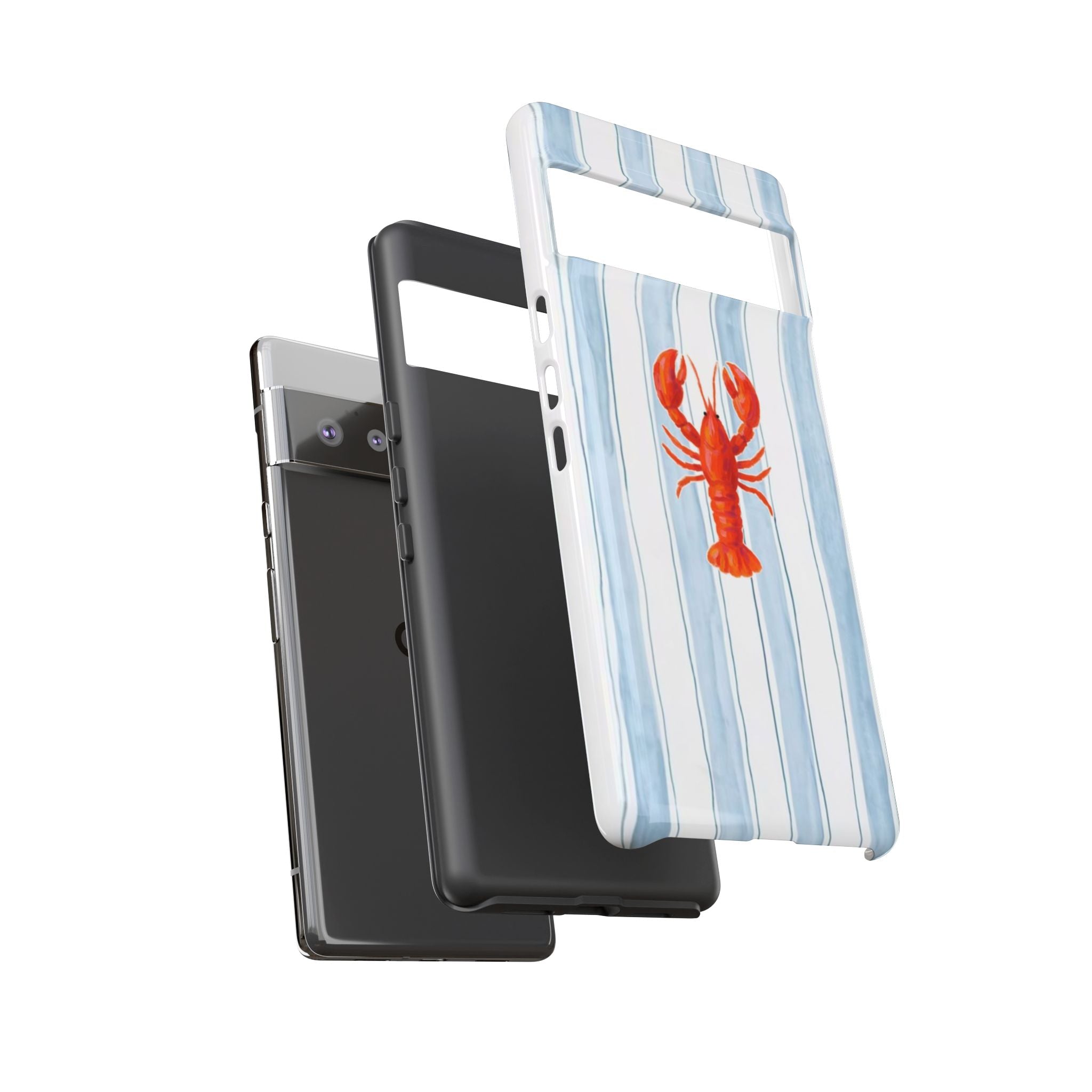 Lobster Stripe Phone Case — Nautical Blue & White Protective Cover
