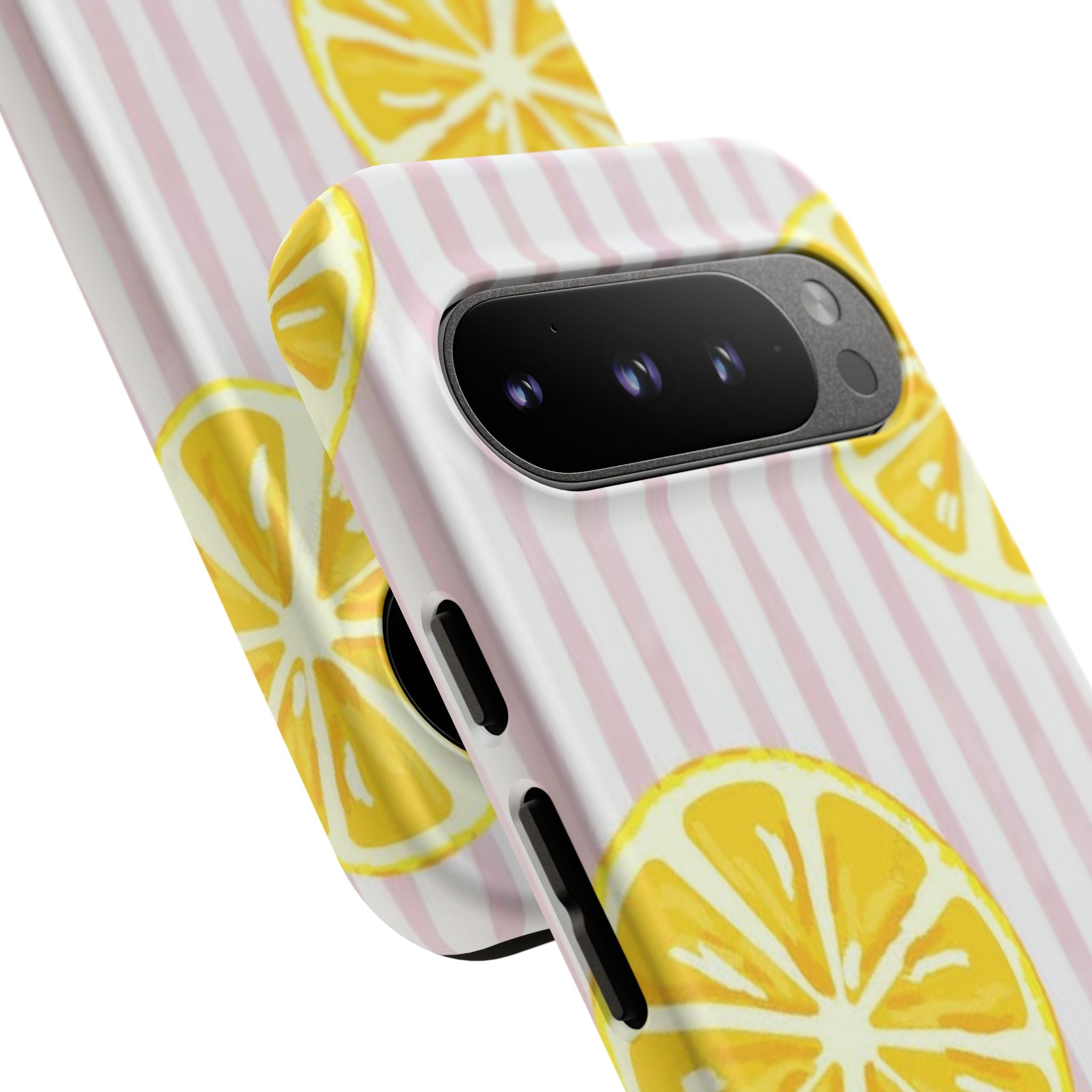 Lemon Slices Tough Case — Cute Pink Stripe Phone Cover