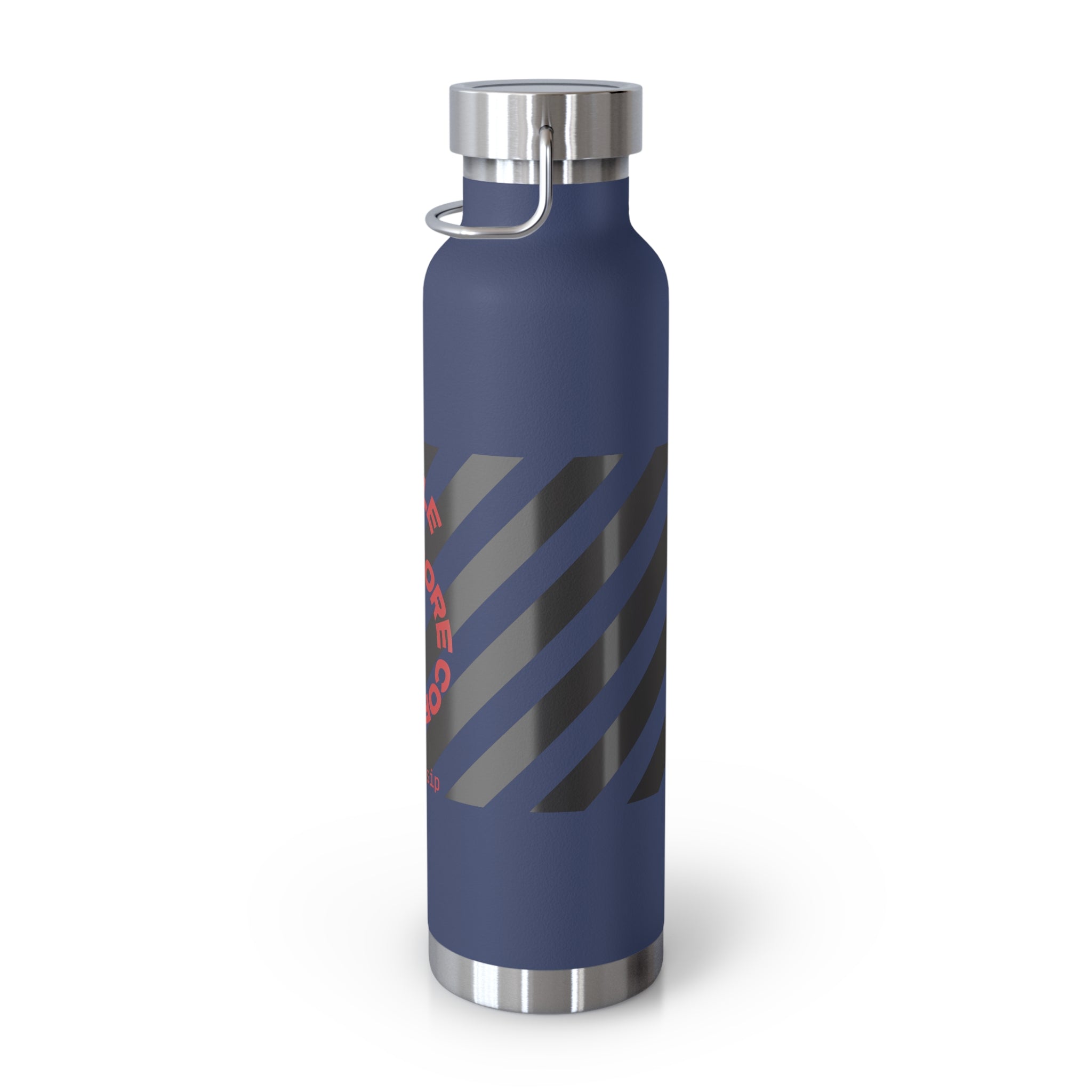 22oz Vacuum Water Bottle — Striped ‘Coffee, Hustle, More’ Insulated Stainless Flask