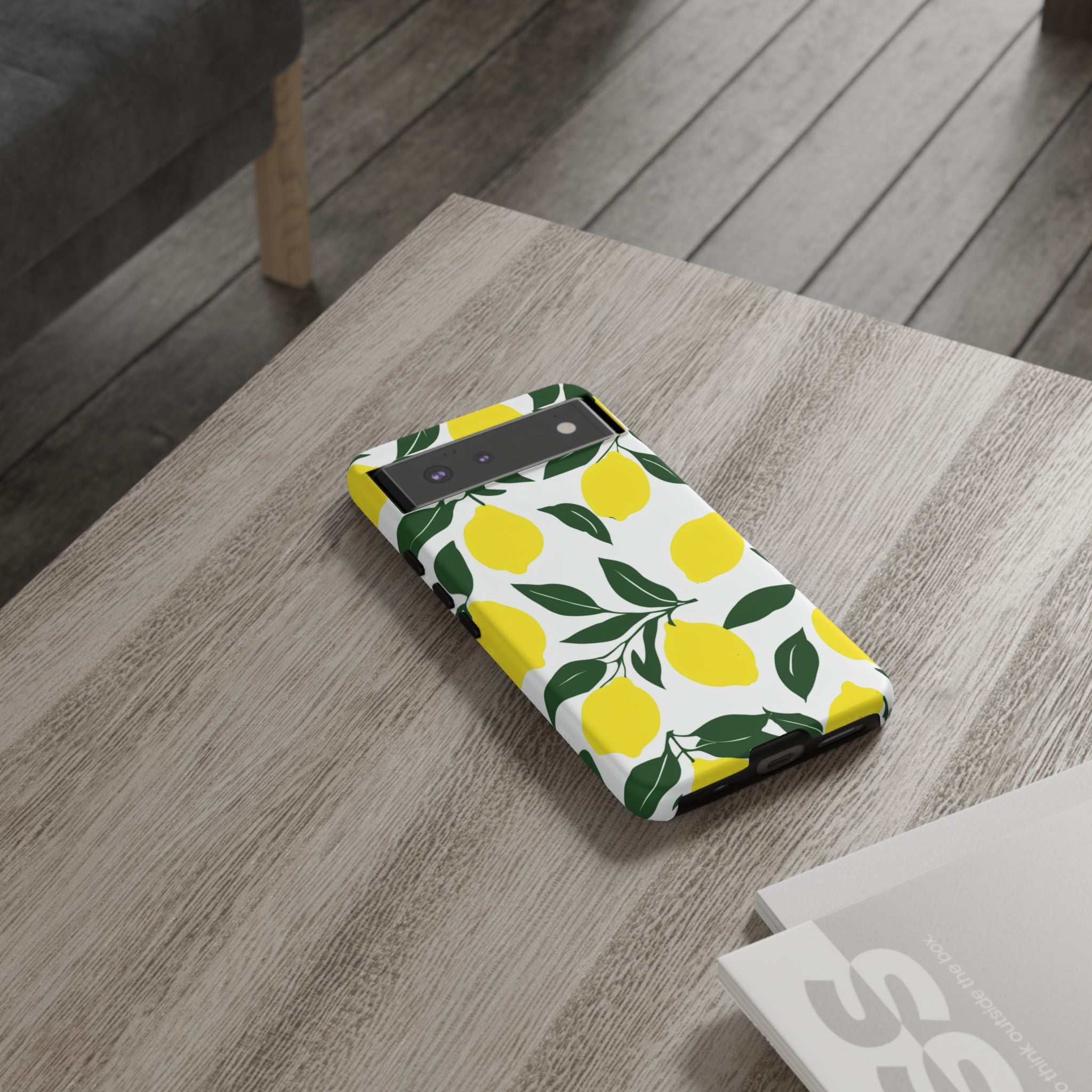Lemon Pattern Tough Phone Case — Bright Citrus Protective Cover