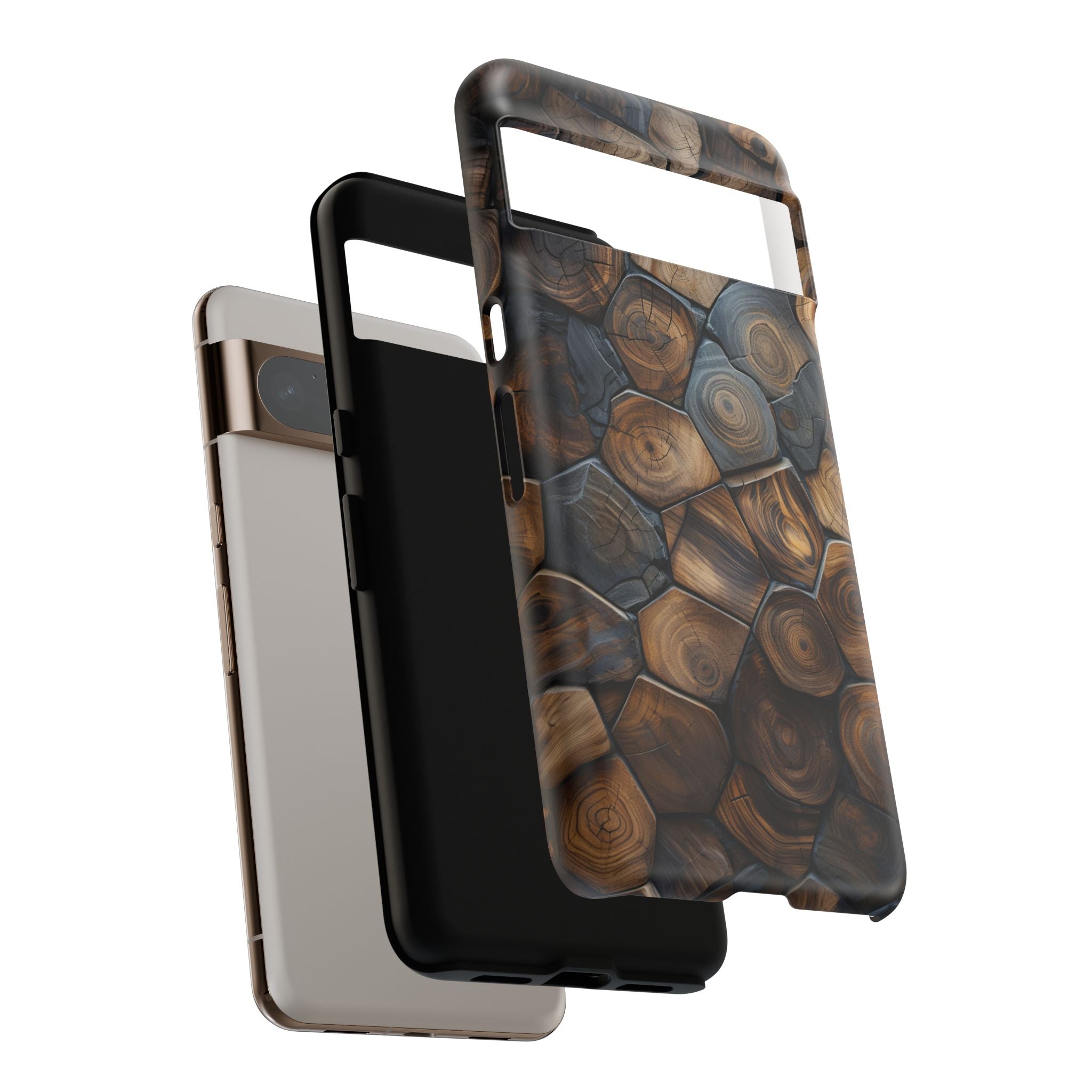 Wood Grain Hex Phone Case — Rustic Geometric iPhone Protection