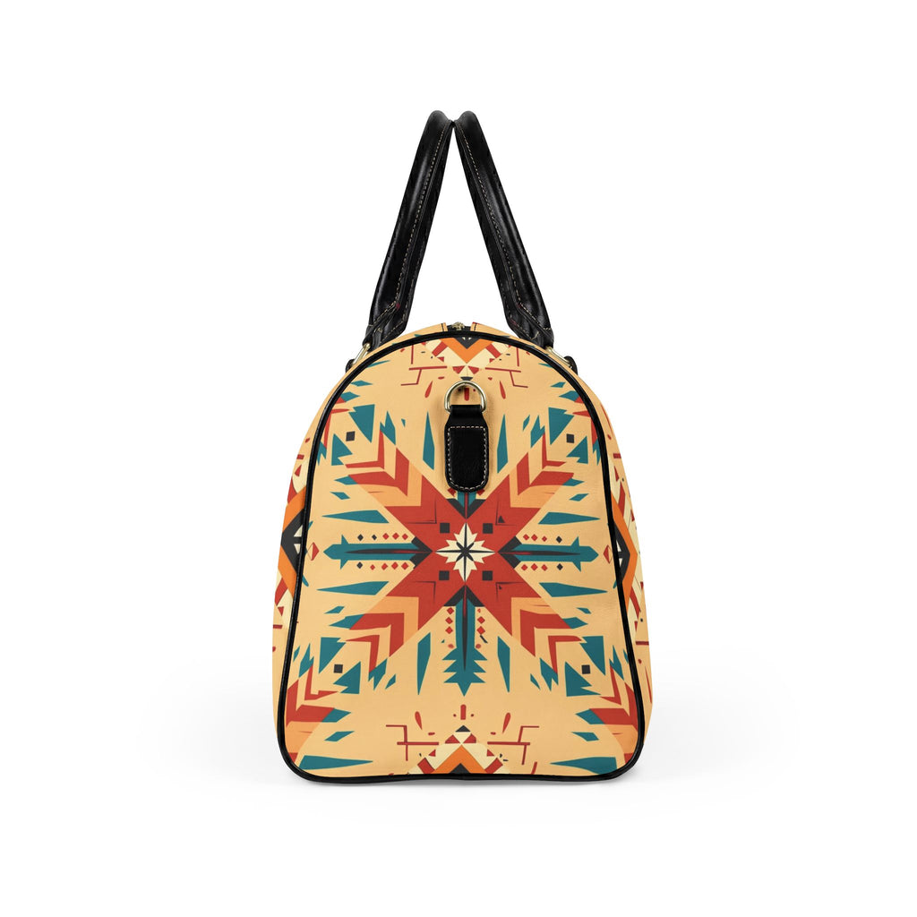 Faux Leather Travel Bag with Southwestern Geometric Pattern