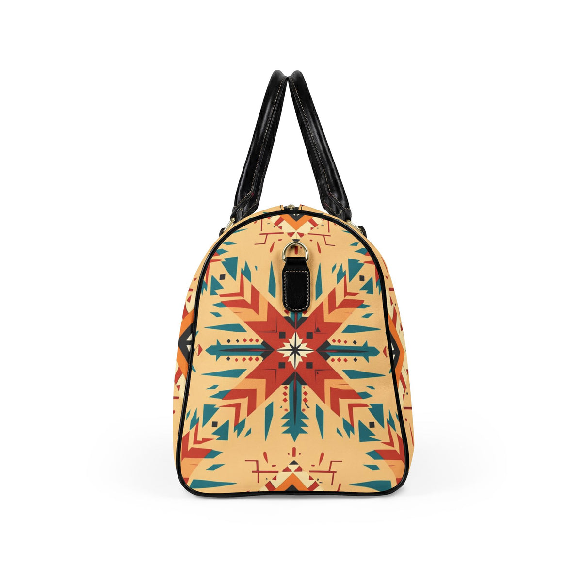 Faux Leather Travel Bag with Southwestern Geometric Pattern