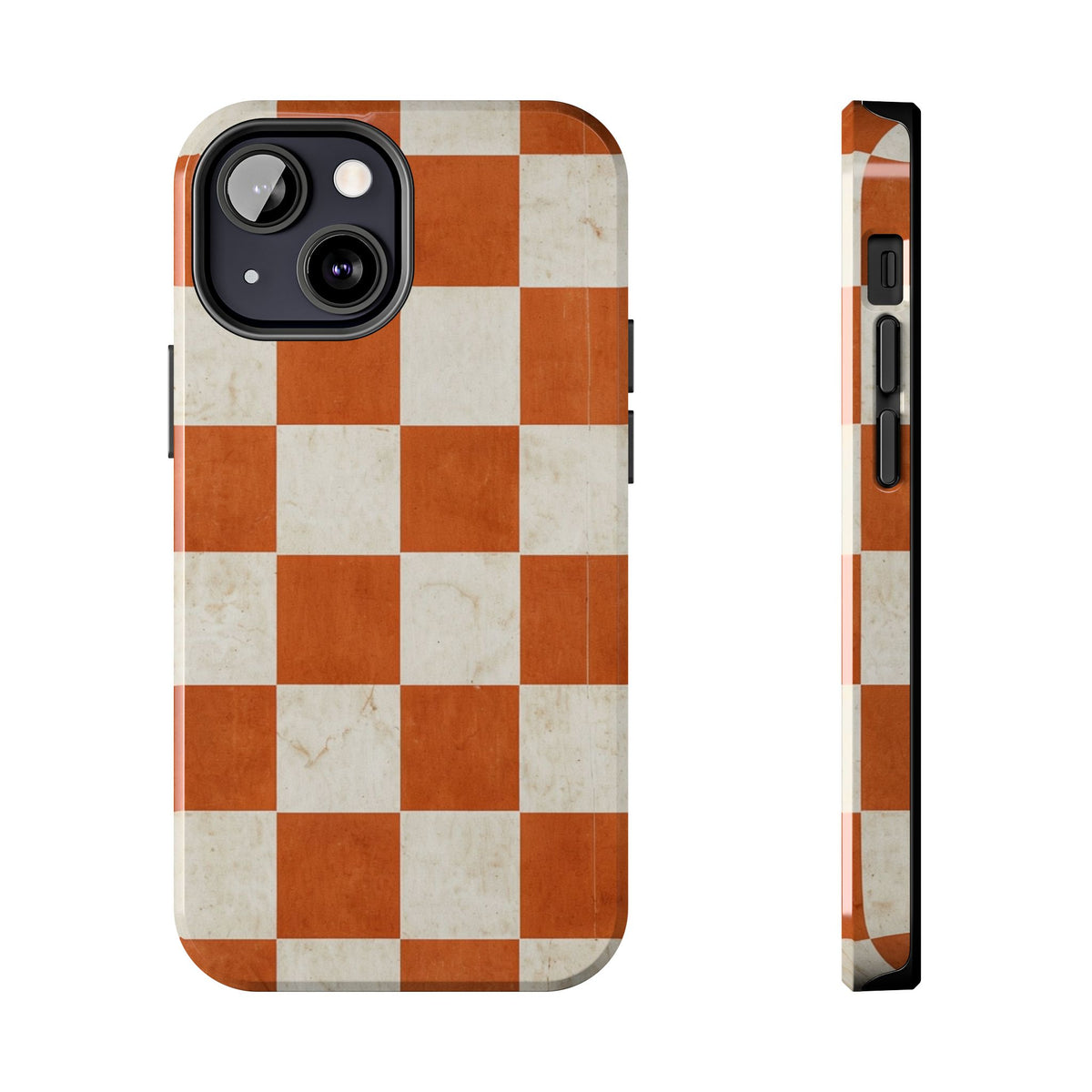 Orange and Cream Checkerboard Tough Phone Case
