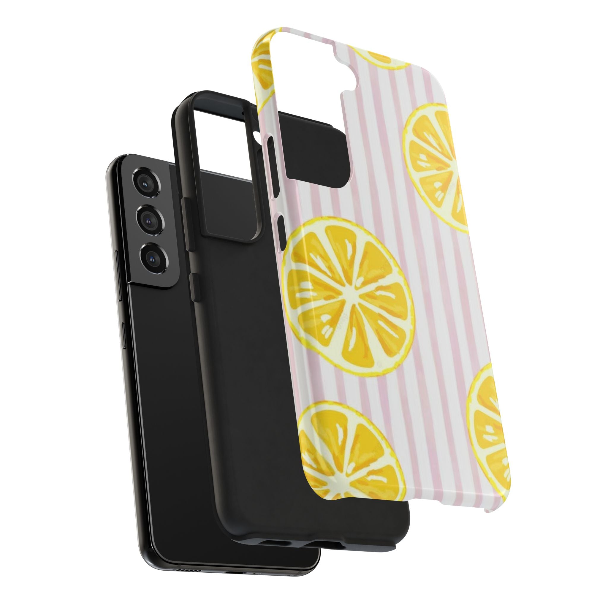 Lemon Slice Tough Phone Case — Pink Stripe Summer Protective Cover