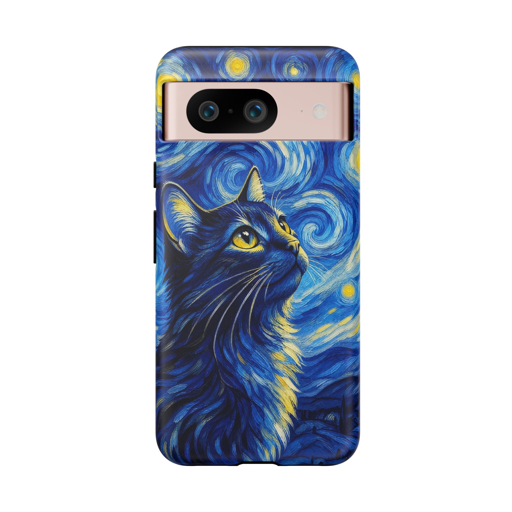 Starry Night Cat Phone Case — Van GoghStyle Blue Galaxy iPhone Cover