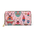 Colorful Beetle & Botanical Pattern Zipper Wallet