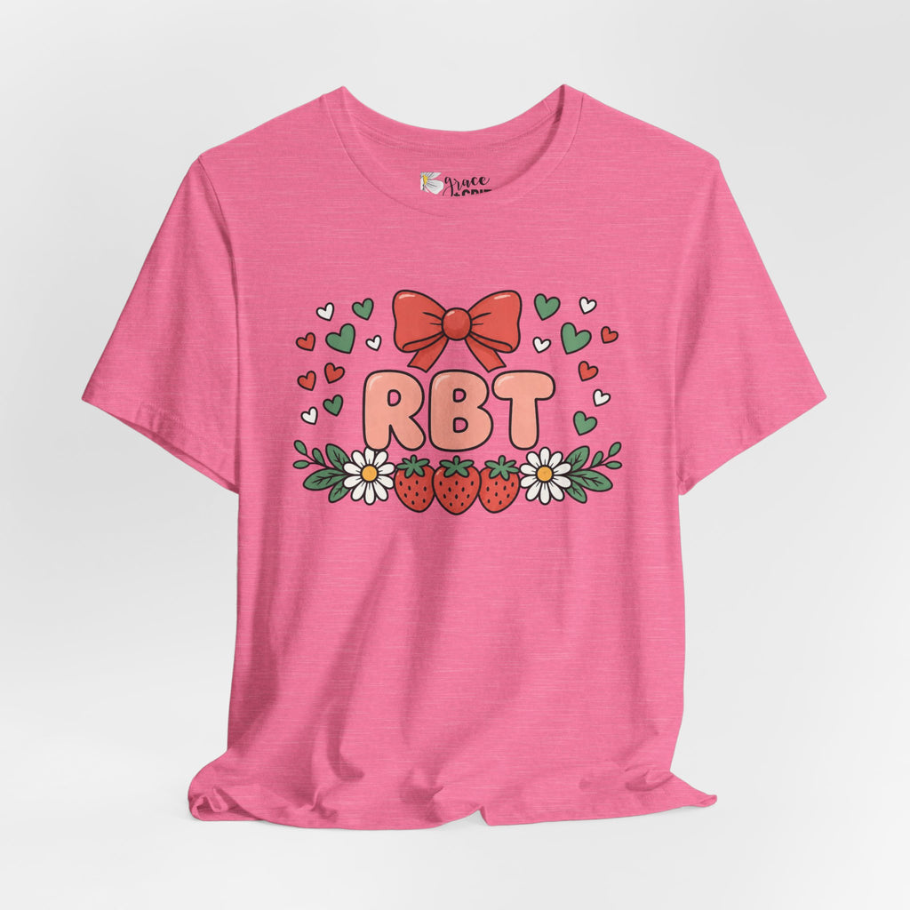 Strawberry Bow RBT Tee — Cute Floral Graphic T-Shirt