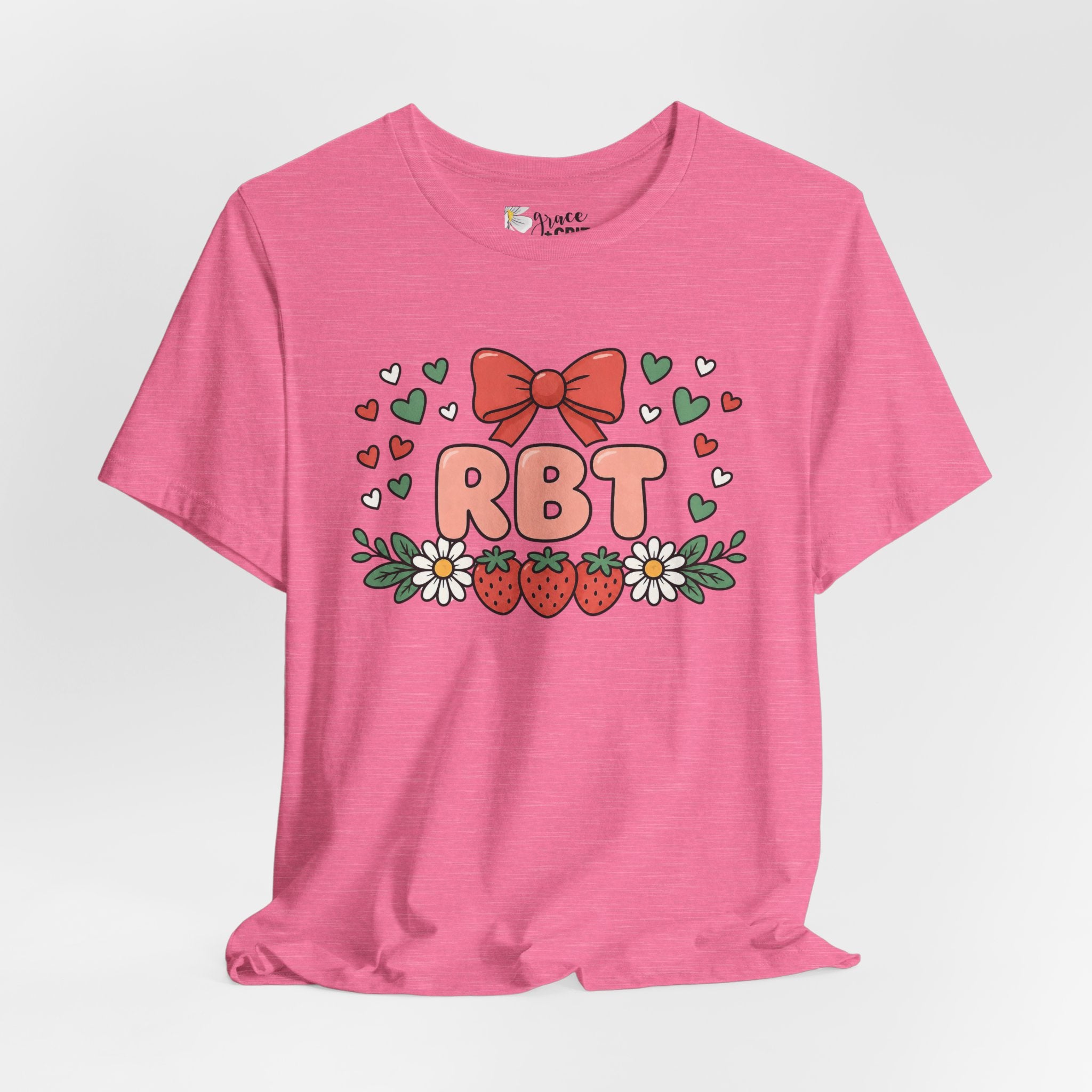Strawberry Bow RBT Tee — Cute Floral Graphic T-Shirt