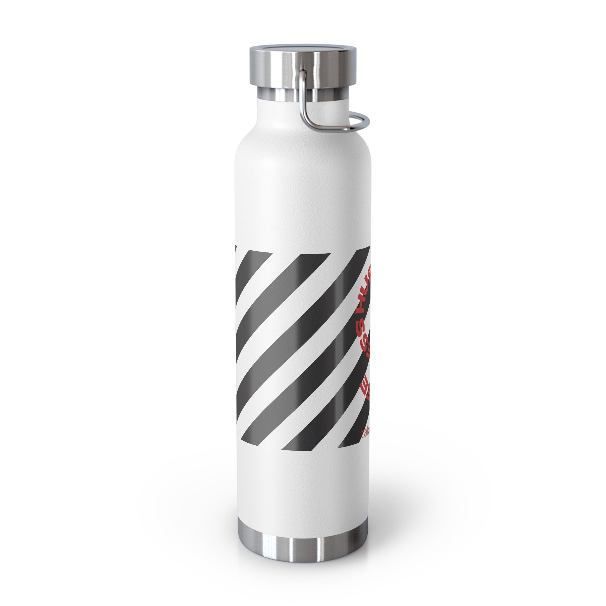 22oz Vacuum Water Bottle — Striped ‘Coffee, Hustle, More’ Insulated Stainless Flask