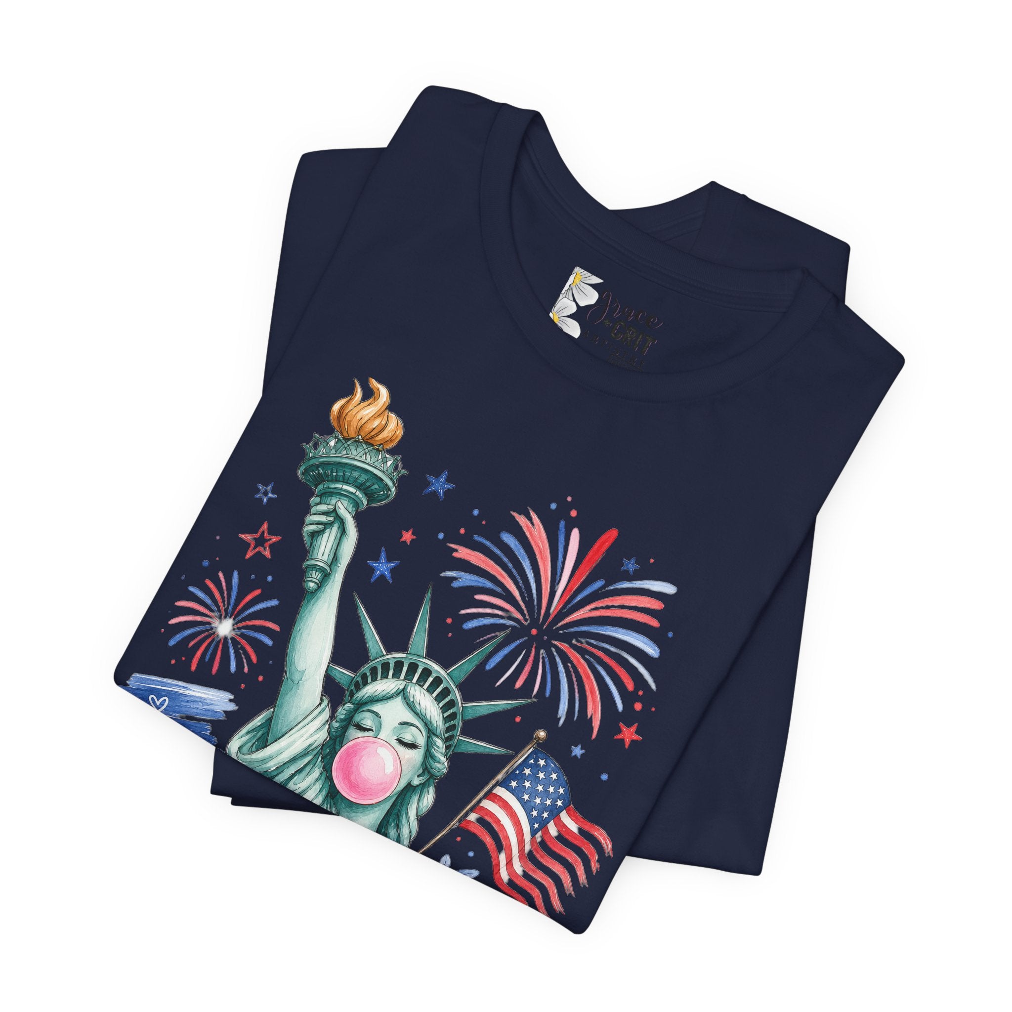 Statue of Liberty Bubblegum Tee — Patriotic 4th of July Graphic T-Shirt