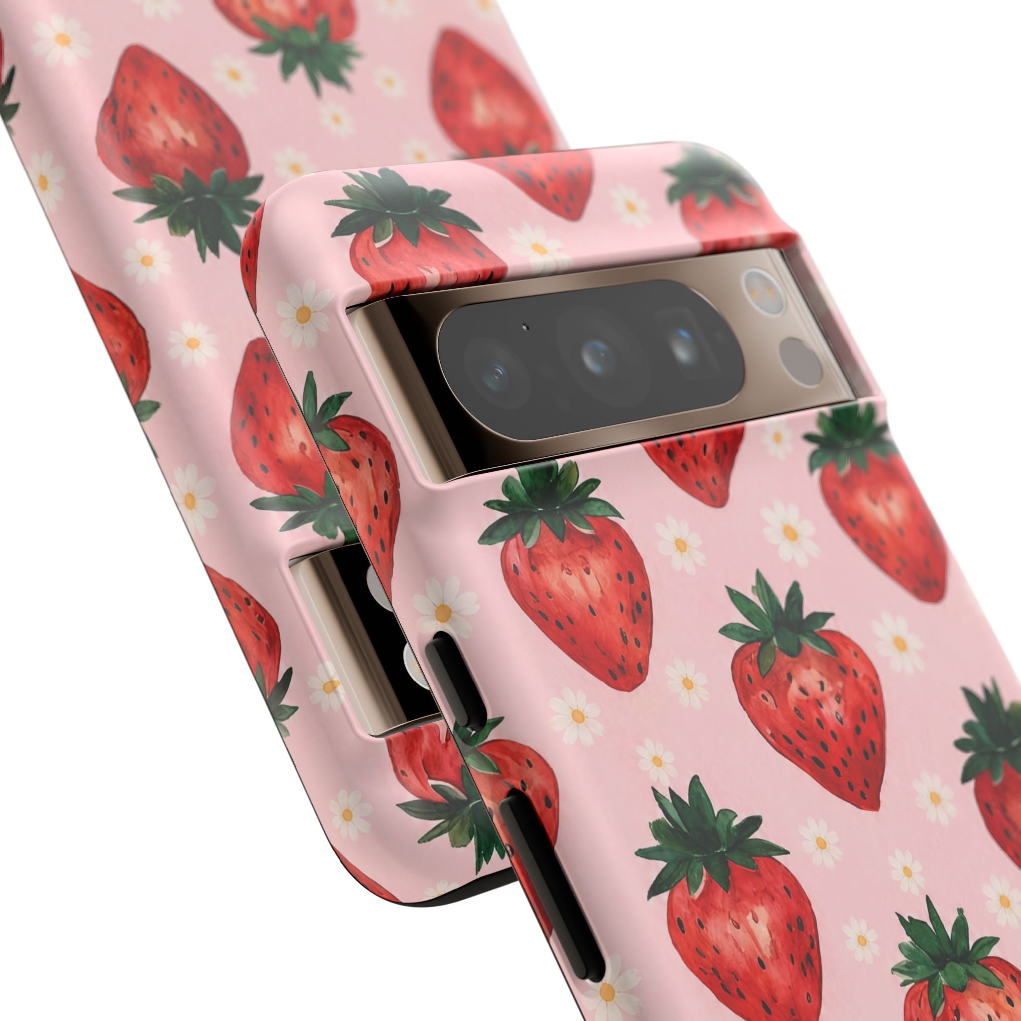Strawberry Pattern Tough Case — Cute Pink Fruit Phone Case