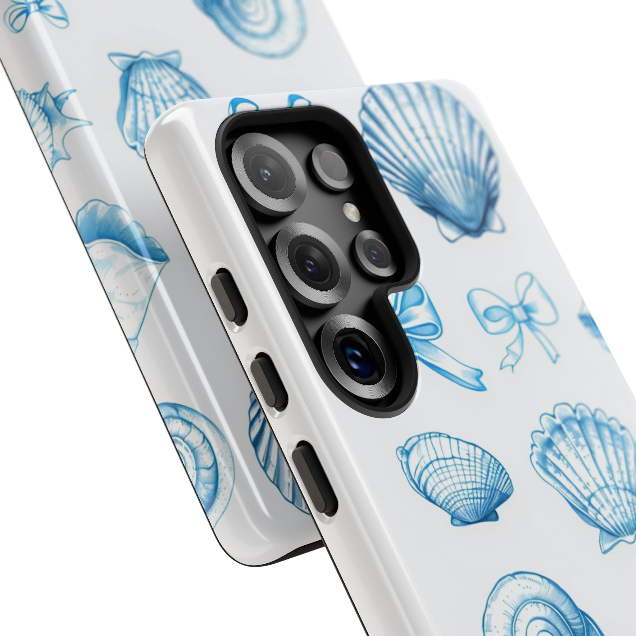 Seaside Shells Phone Case — Blue Nautical Shell & Starfish Pattern