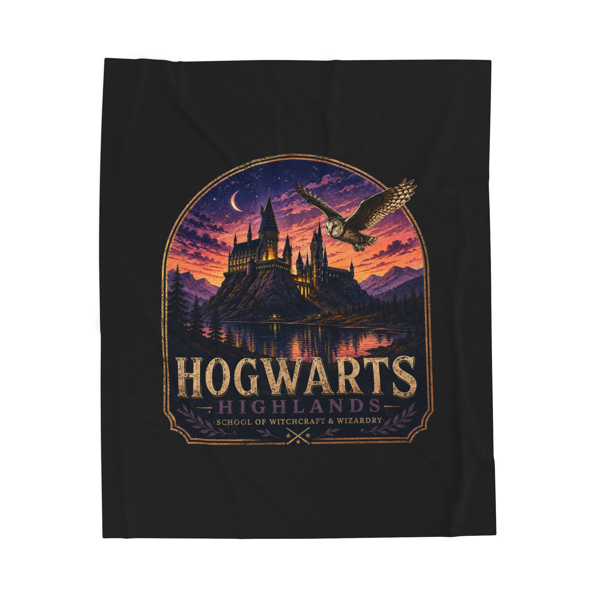 Hogwarts Highlands Velveteen Plush Blanket — Magical Castle Throw for Fans