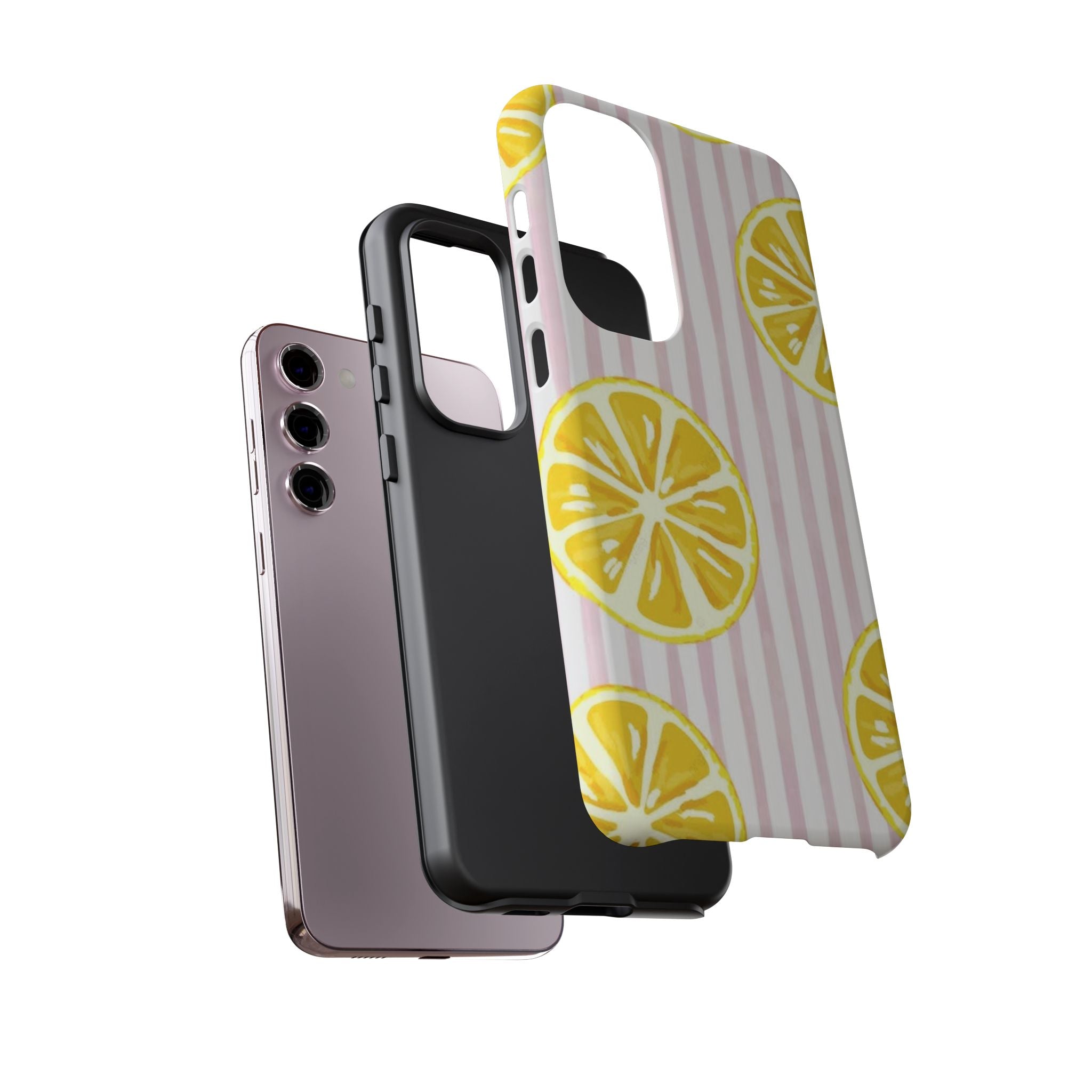 Lemon Slices Tough Case — Cute Pink Stripe Phone Cover