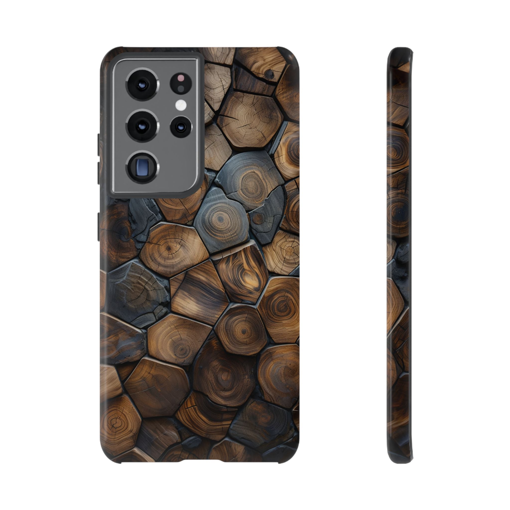Wood Grain Hex Phone Case — Rustic Geometric iPhone Protection