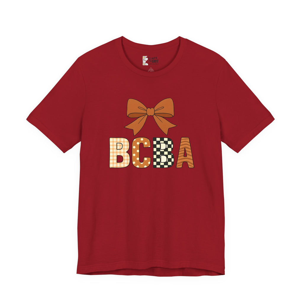 Fall Bow 'BCCA' Graphic Tee — Plaid & Checker Pattern Seasonal Shirt