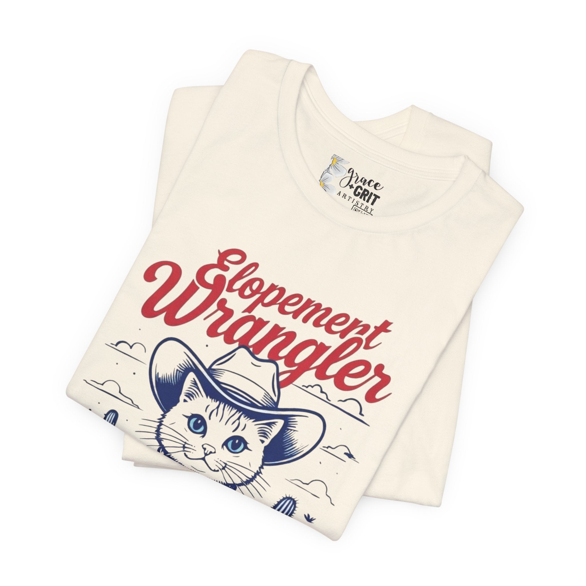 Elopement Wrangler Cat Tee | Cowboy Hat Cactus Desert Cat Illustration