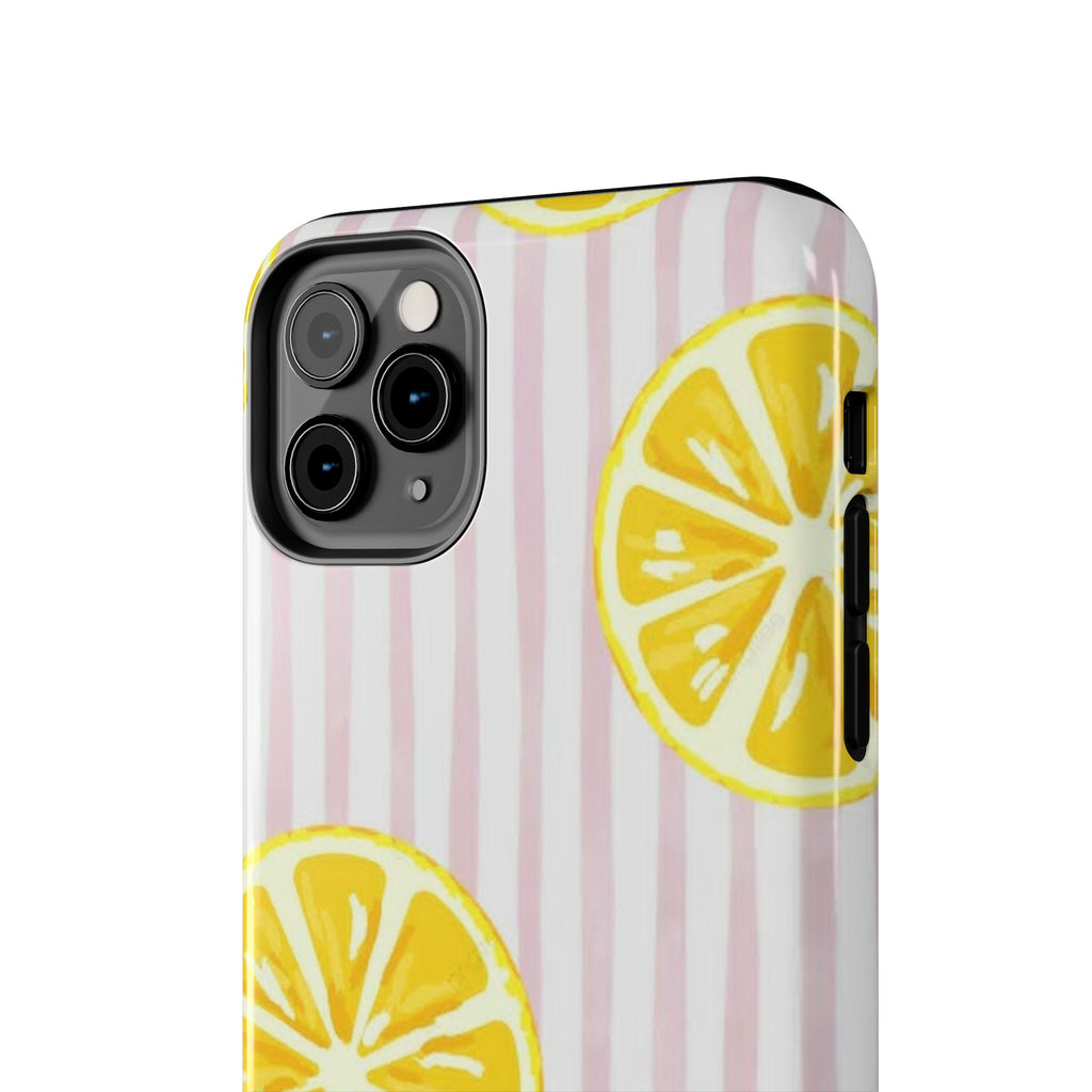Lemon Slice Tough Phone Case — Pink Stripe Summer Protective Cover