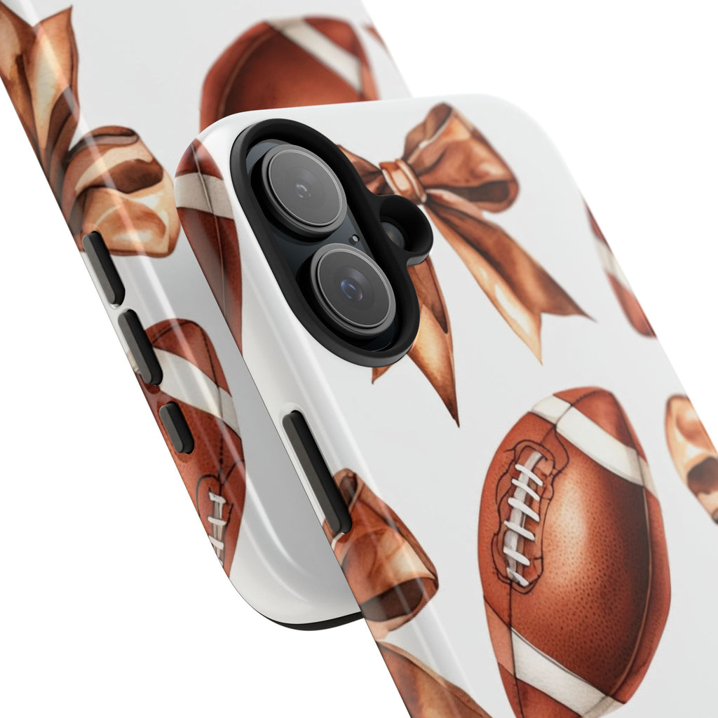 Tough Phone Case – Football & Bow Pattern