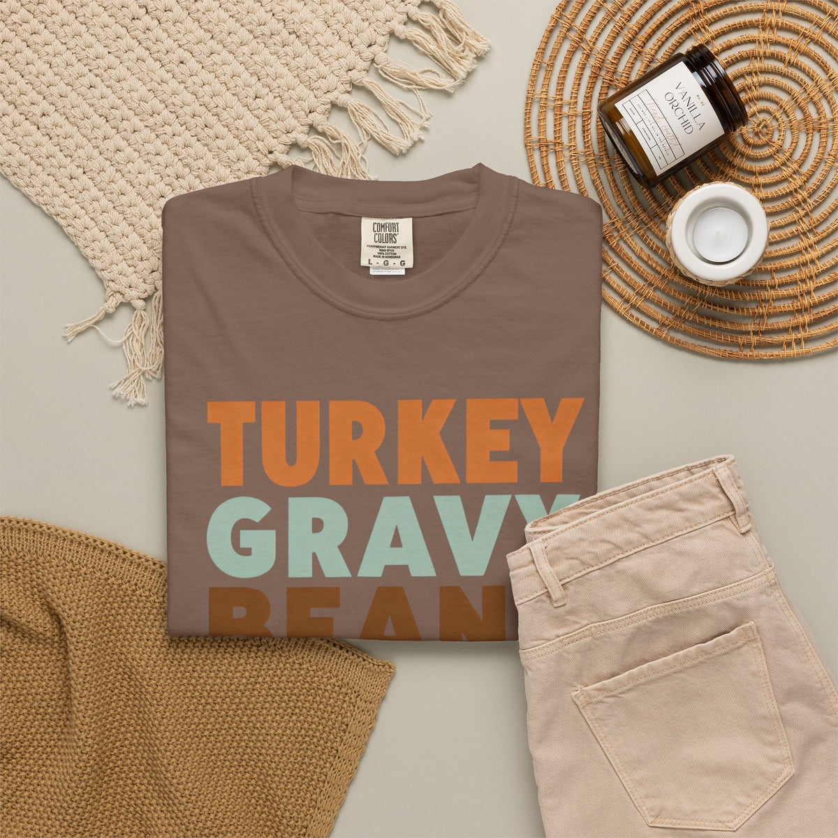 Turkey Gravy Beans and Rolls Casserole Thanksgiving T-Shirt