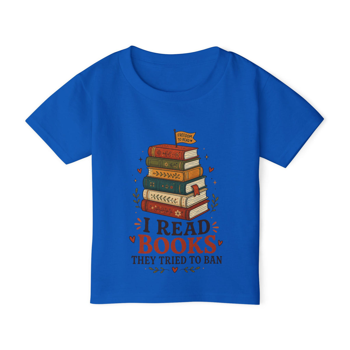 Toddler T-Shirt — "I Read Books They Tried To Ban" Bookstack Graphic