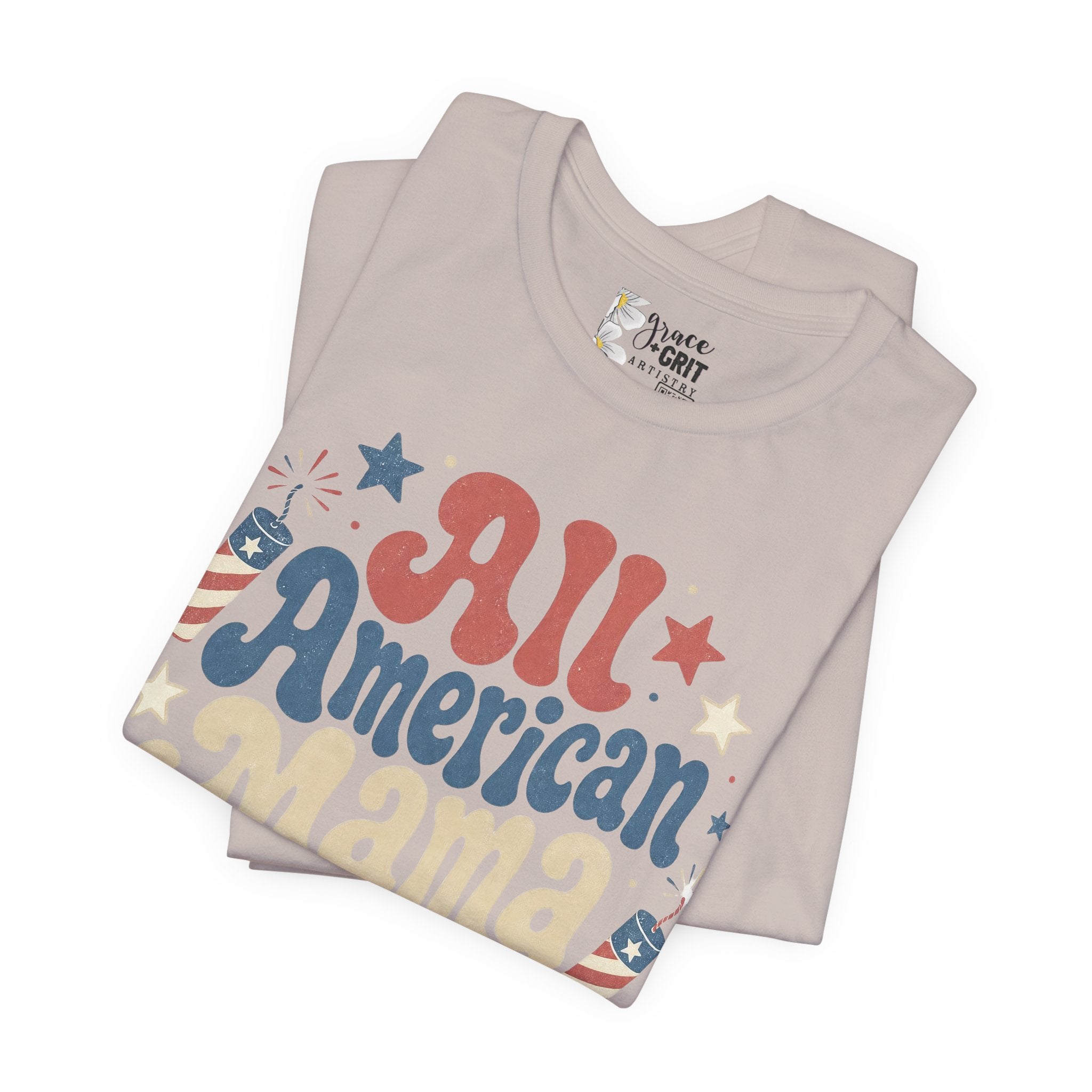 All American Mama T-Shirt – Vintage Patriotic Mom Tee (4th of July)