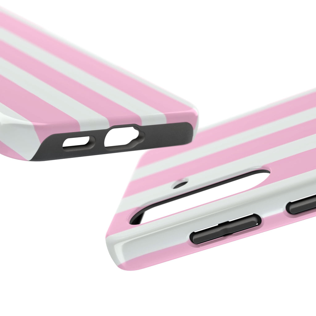 Pink & White Stripe Tough Phone Case — Protective Stripe iPhone Cover