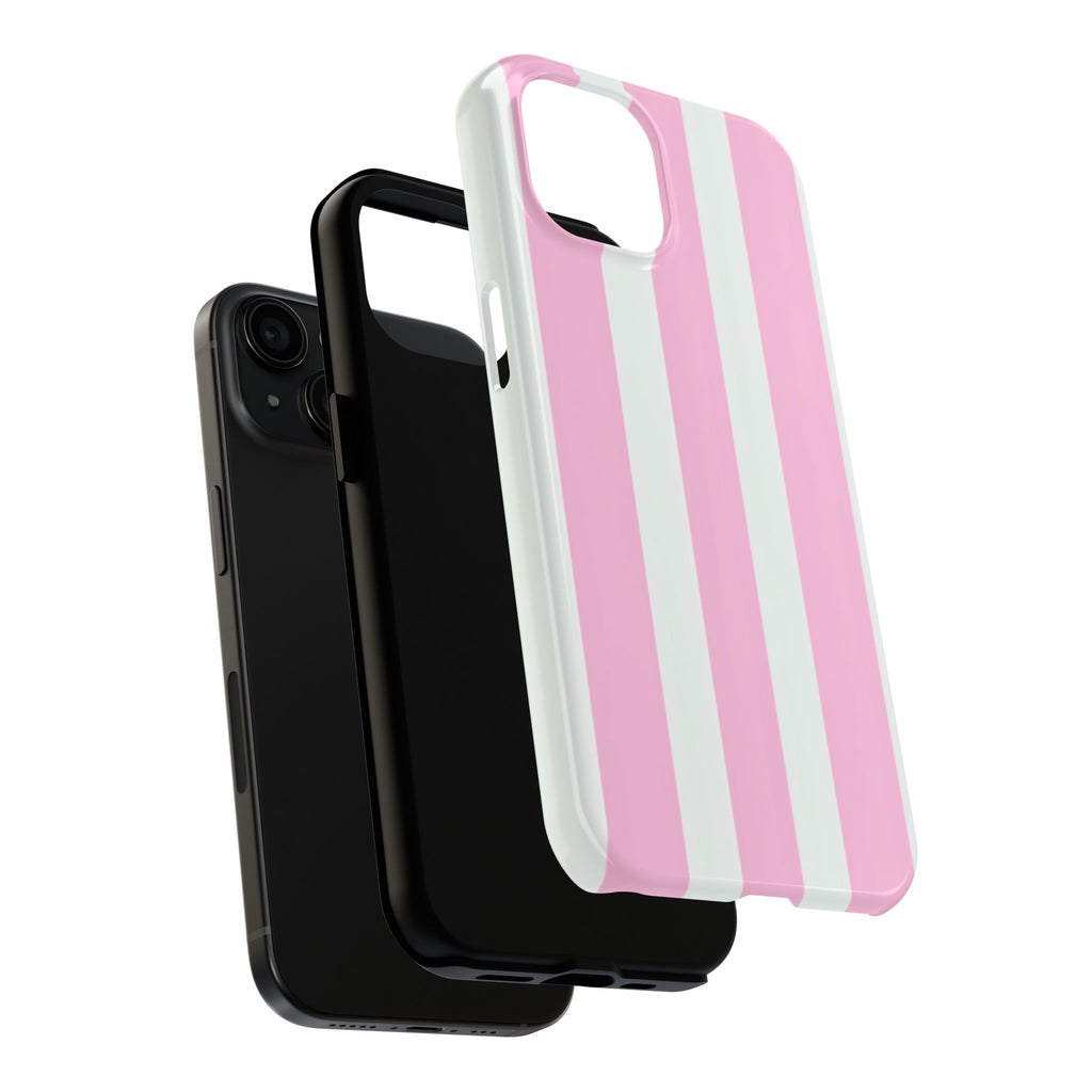 Pink & White Stripe Tough Phone Case — Protective Stripe iPhone Cover