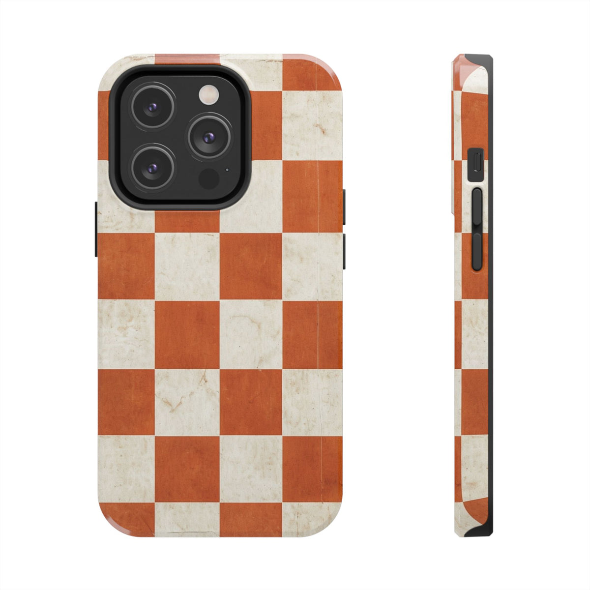 Orange and Cream Checkerboard Tough Phone Case