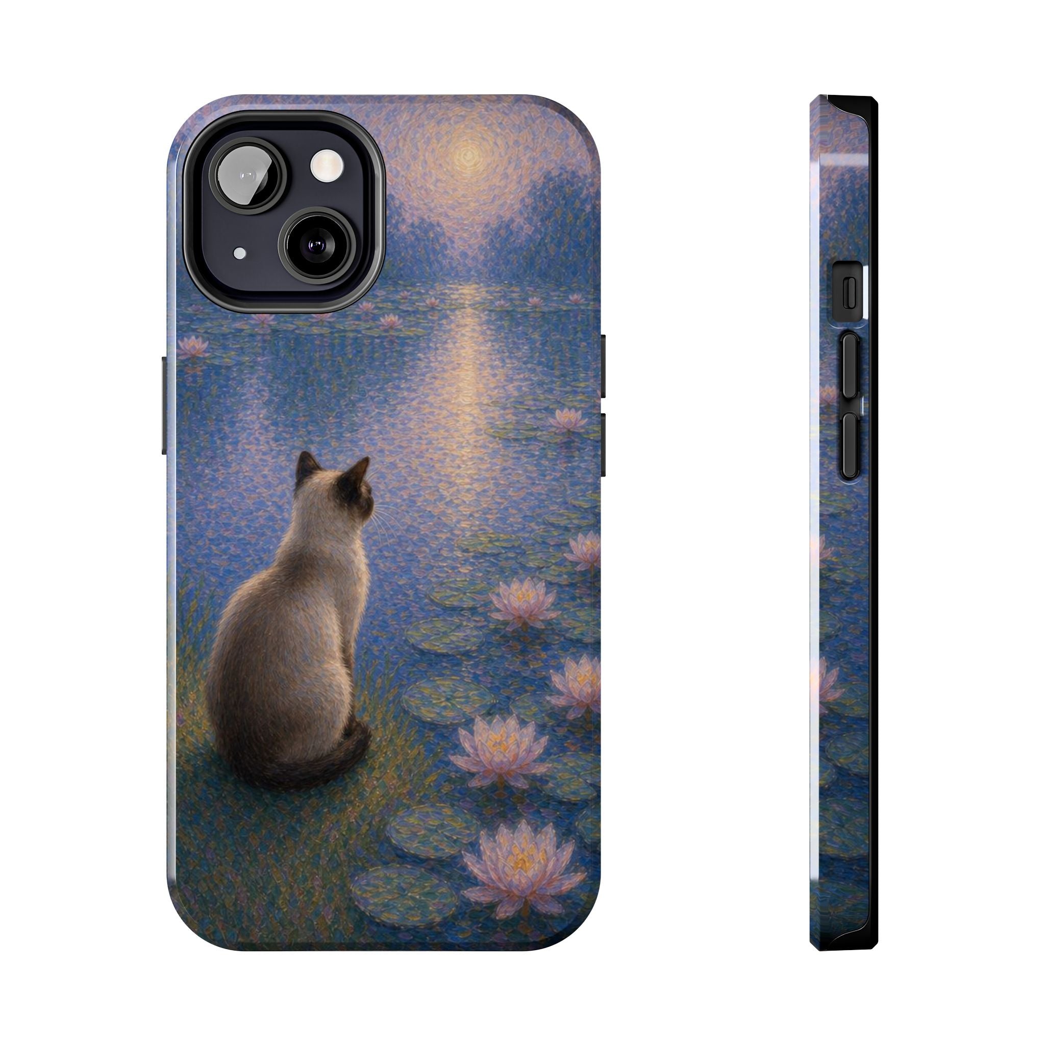 Siamese Cat by Moonlight Tough Phone Case – Waterlily Dream Protective Cover