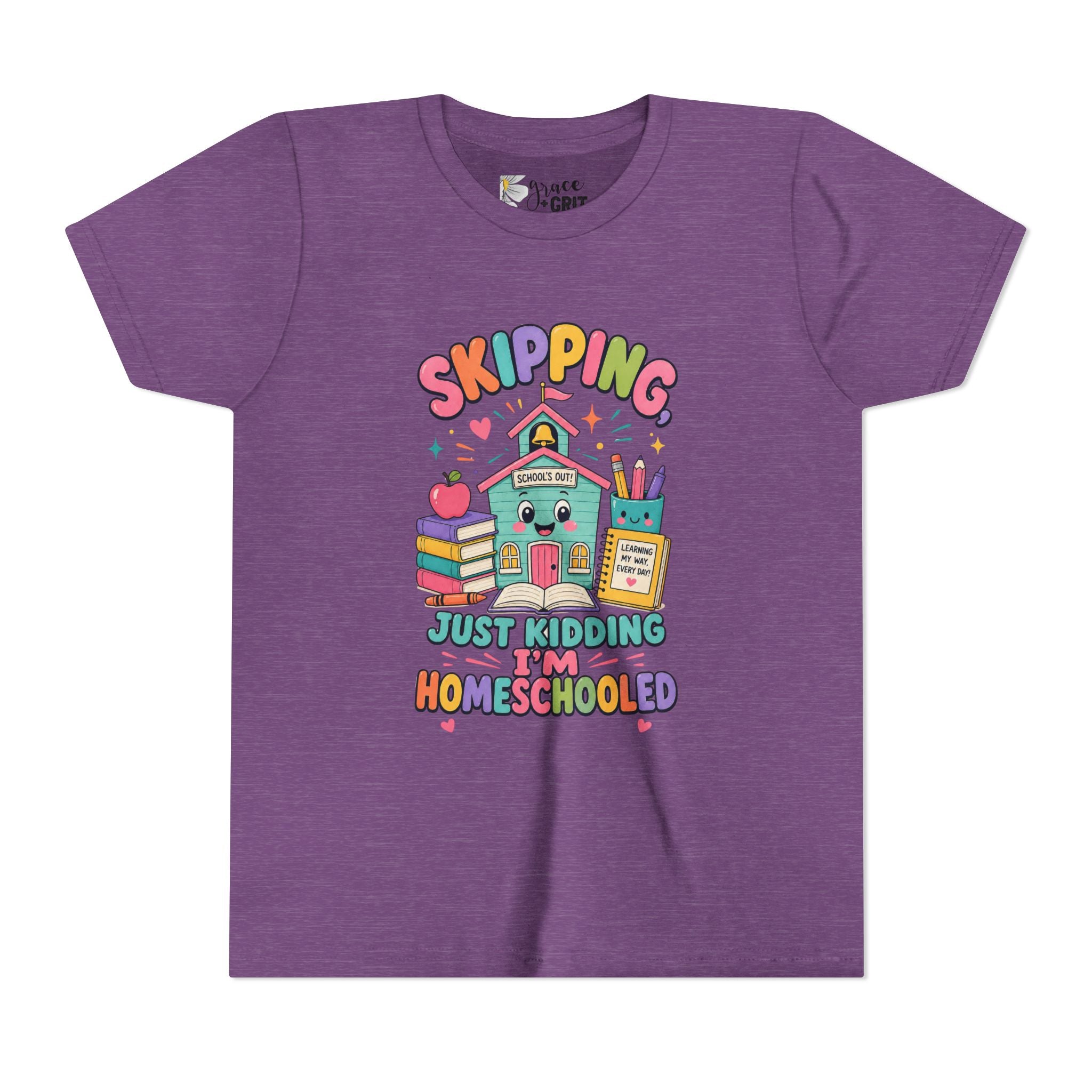 Youth Tee — "Skipping Just Kidding I'm Homeschooled" Cute Homeschooler Shirt