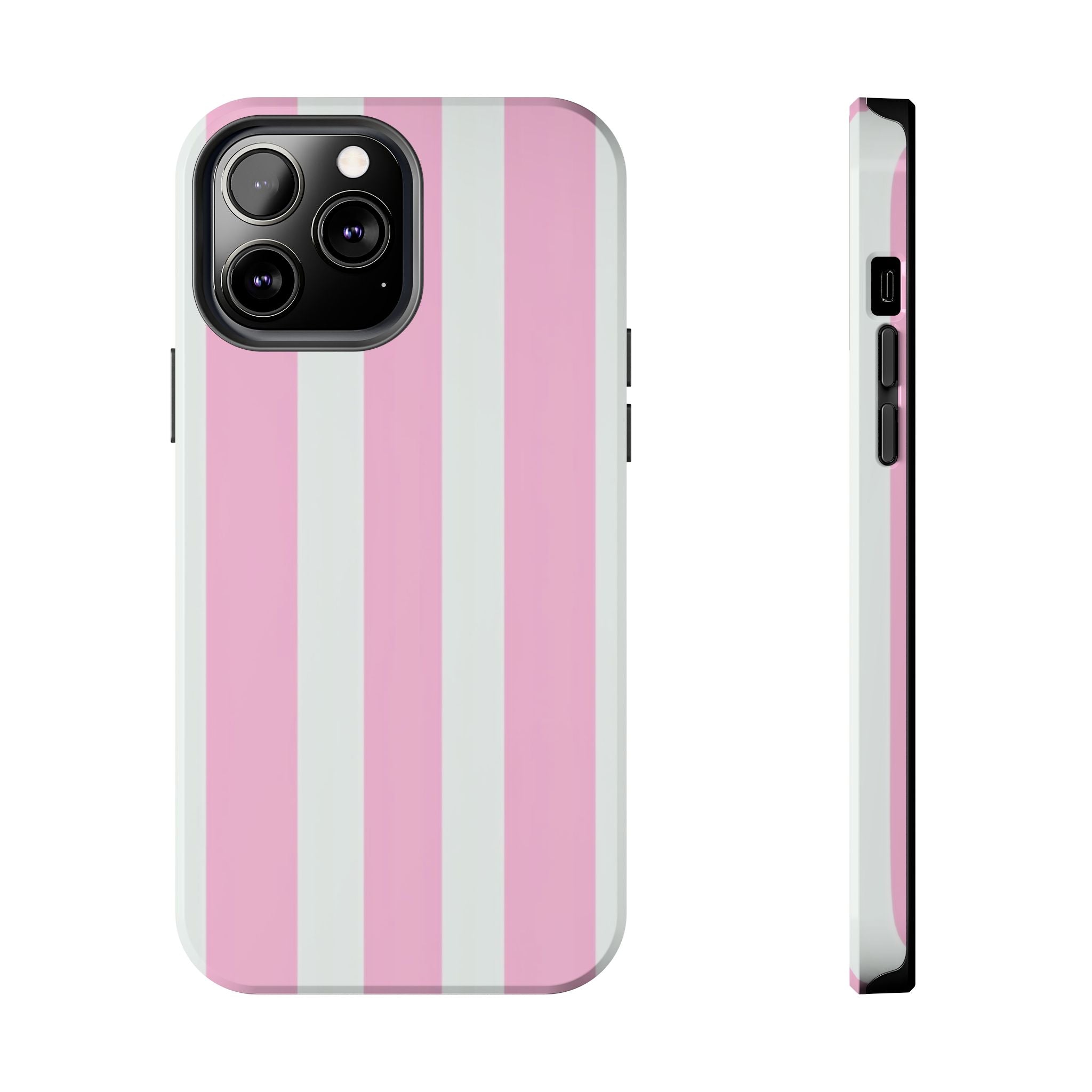 Pink & White Stripe Tough Phone Case — Protective Stripe iPhone Cover