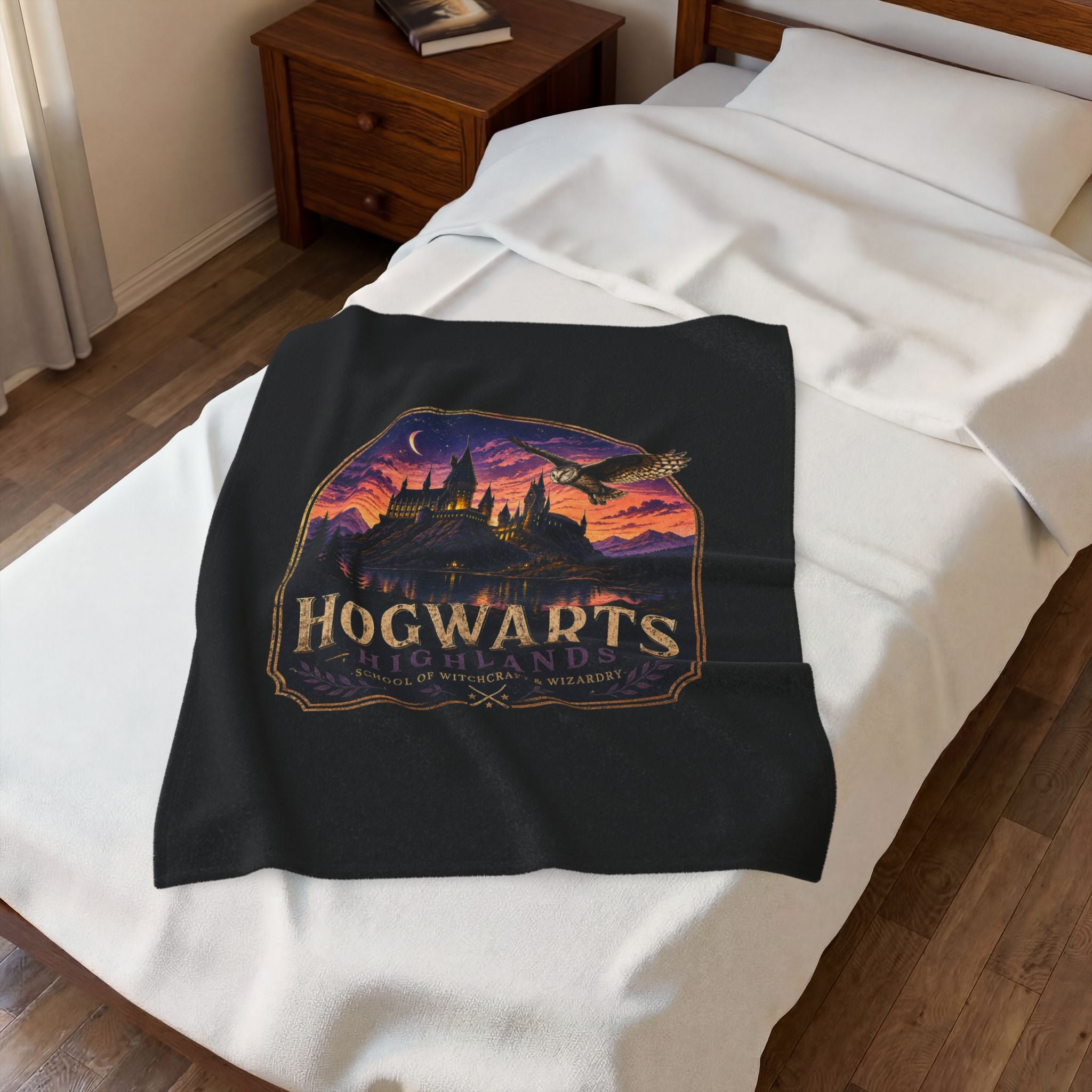 Hogwarts Highlands Velveteen Plush Blanket — Magical Castle Throw for Fans