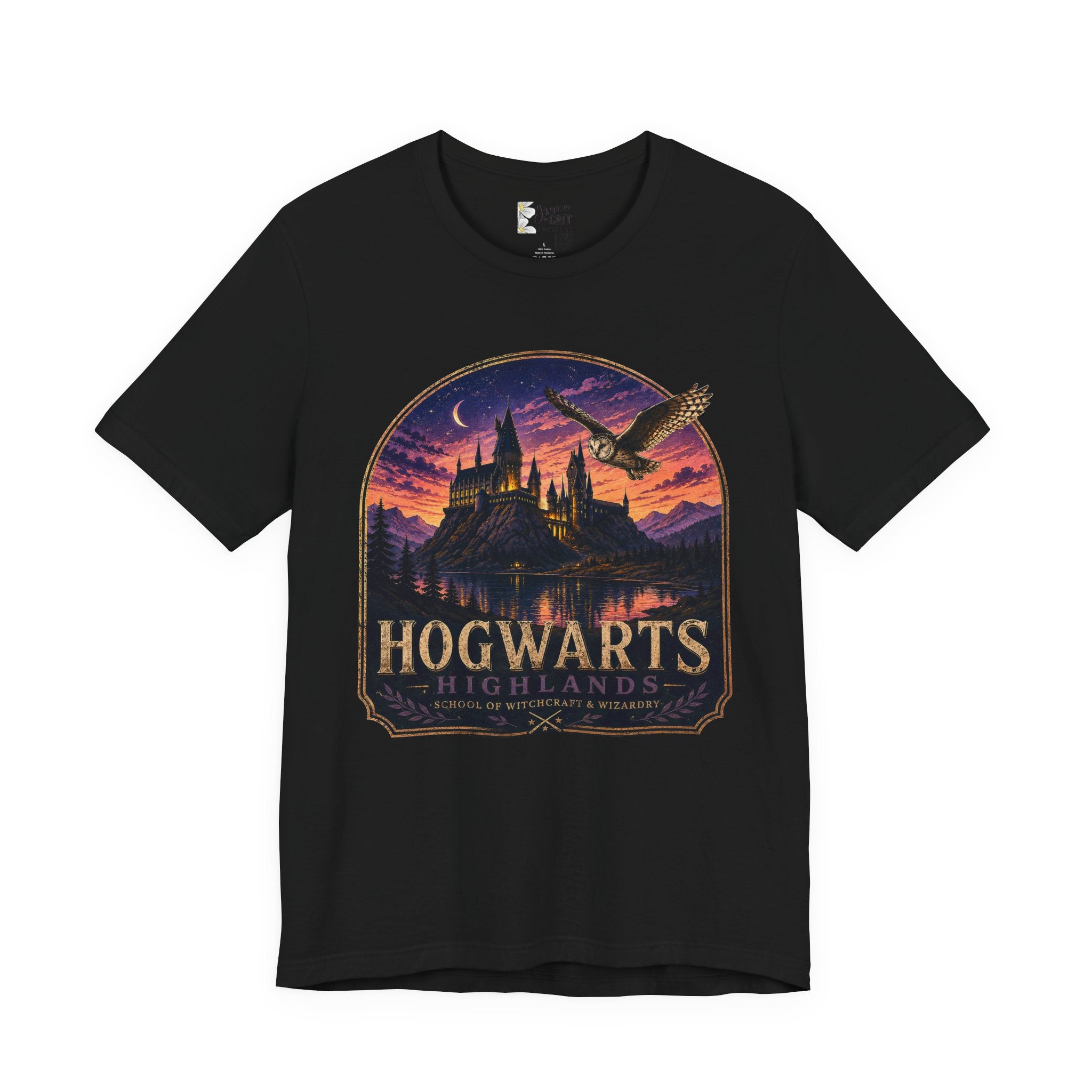 Hogwarts Highlands Graphic Tee — Sunset Castle Illustration T‑Shirt