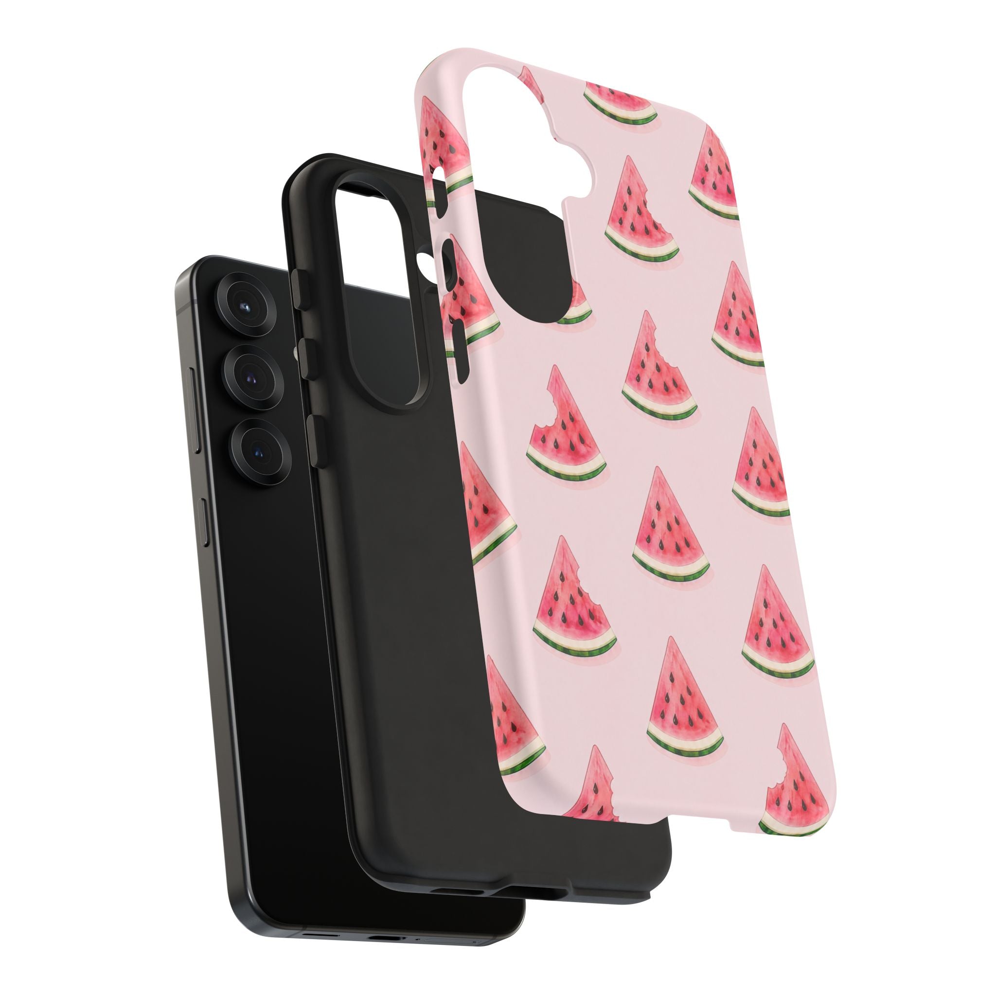 Watermelon Pattern Tough Phone Case — Pink Fruit Slice Protective Case