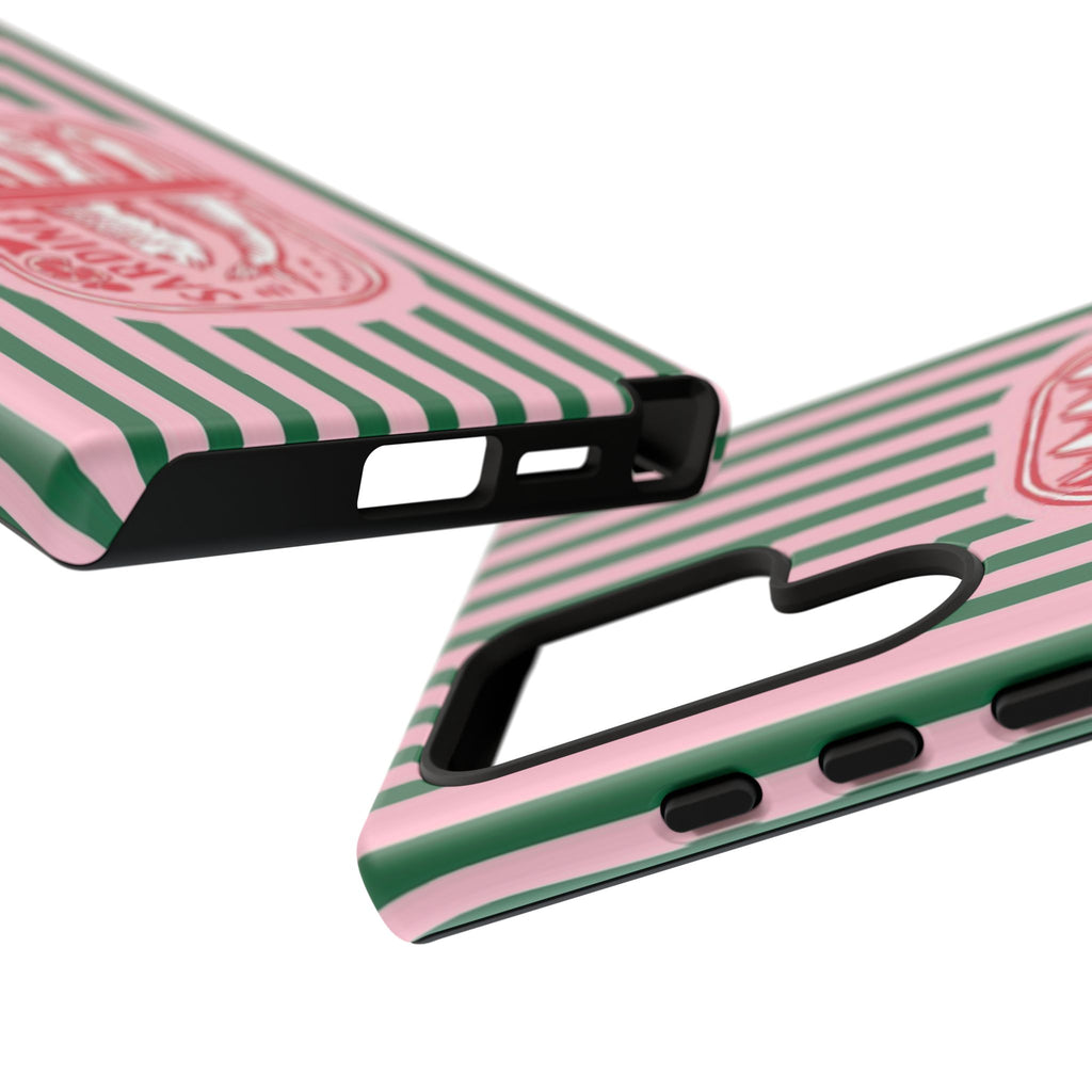 Sardine Stripe Phone Case — Retro Pink & Green Nautical Protection