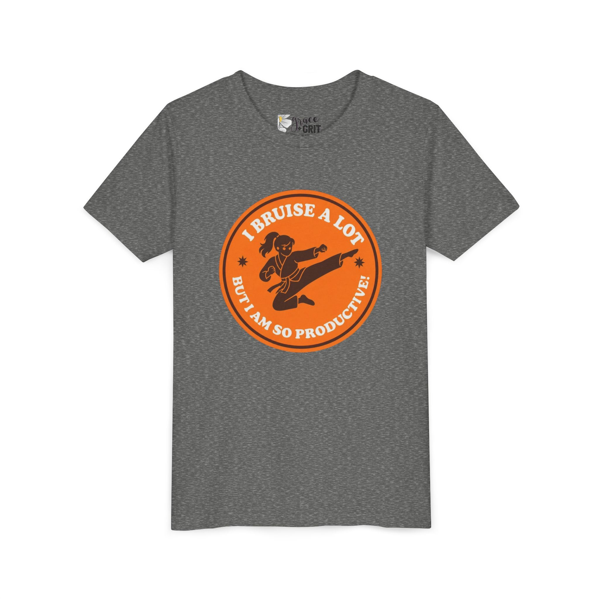 Youth Tee – "I Bruise a Lot But I Am So Productive" Martial Arts Graphic