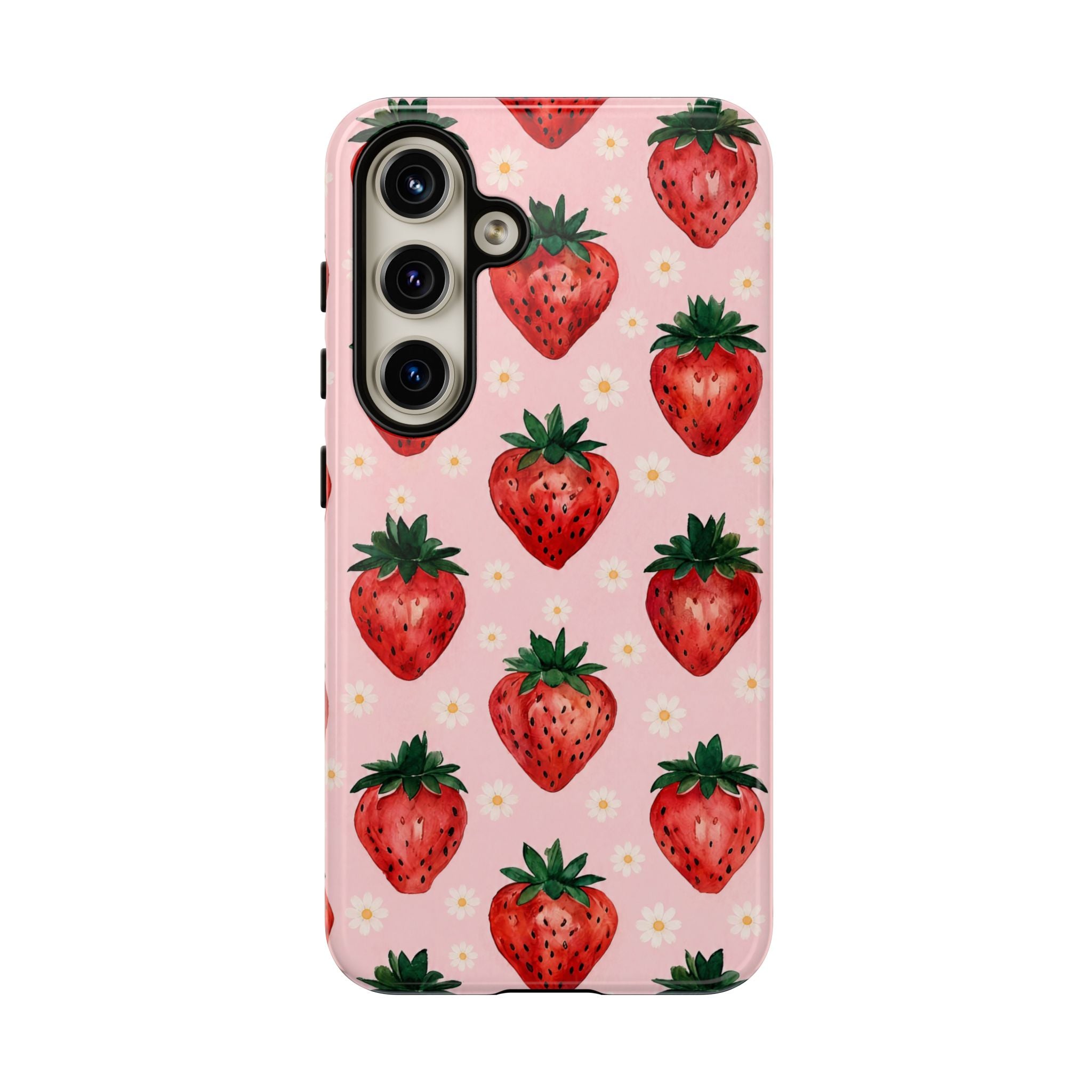 Strawberry Pattern Tough Case — Cute Pink Fruit Phone Case