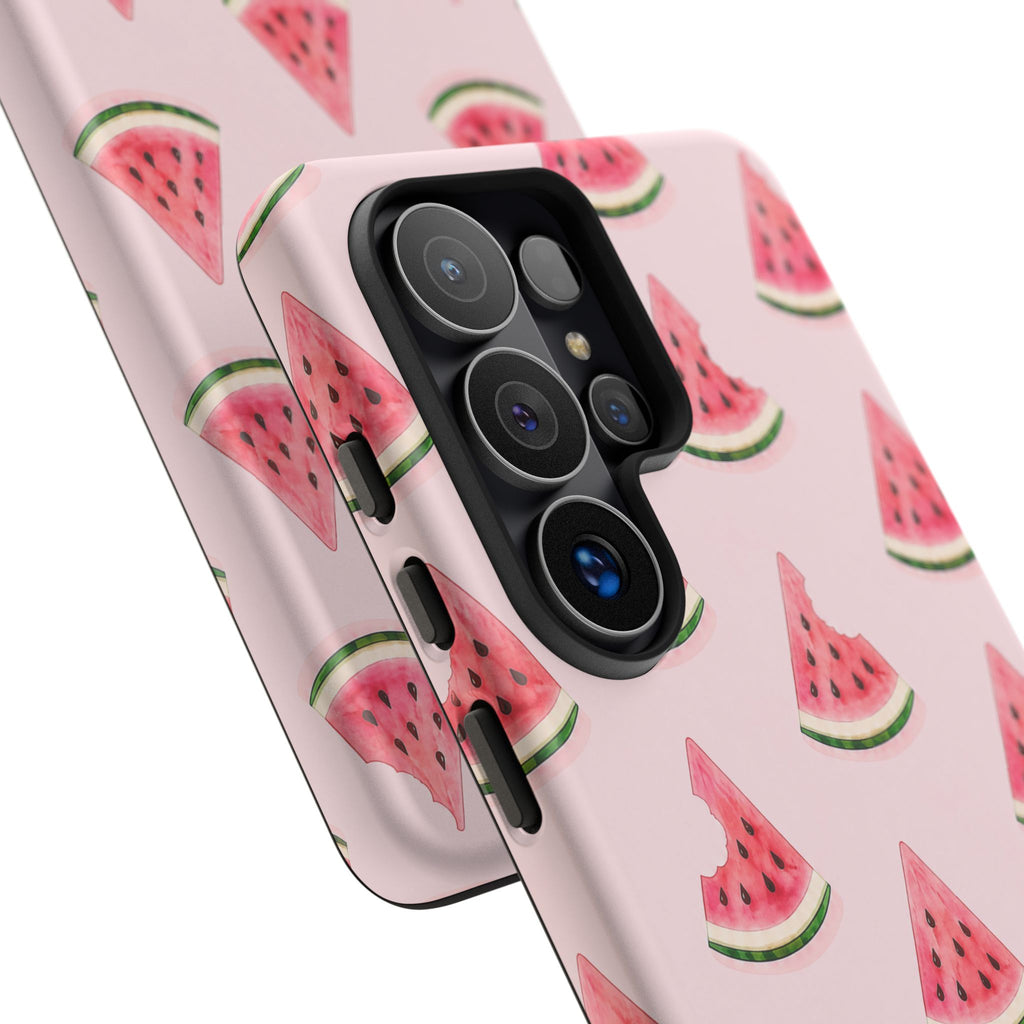 Watermelon Pattern Tough Phone Case — Pink Fruit Slice Protective Case