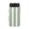 Sage & White Striped Tough Phone Case — Durable Protective Phone Cover