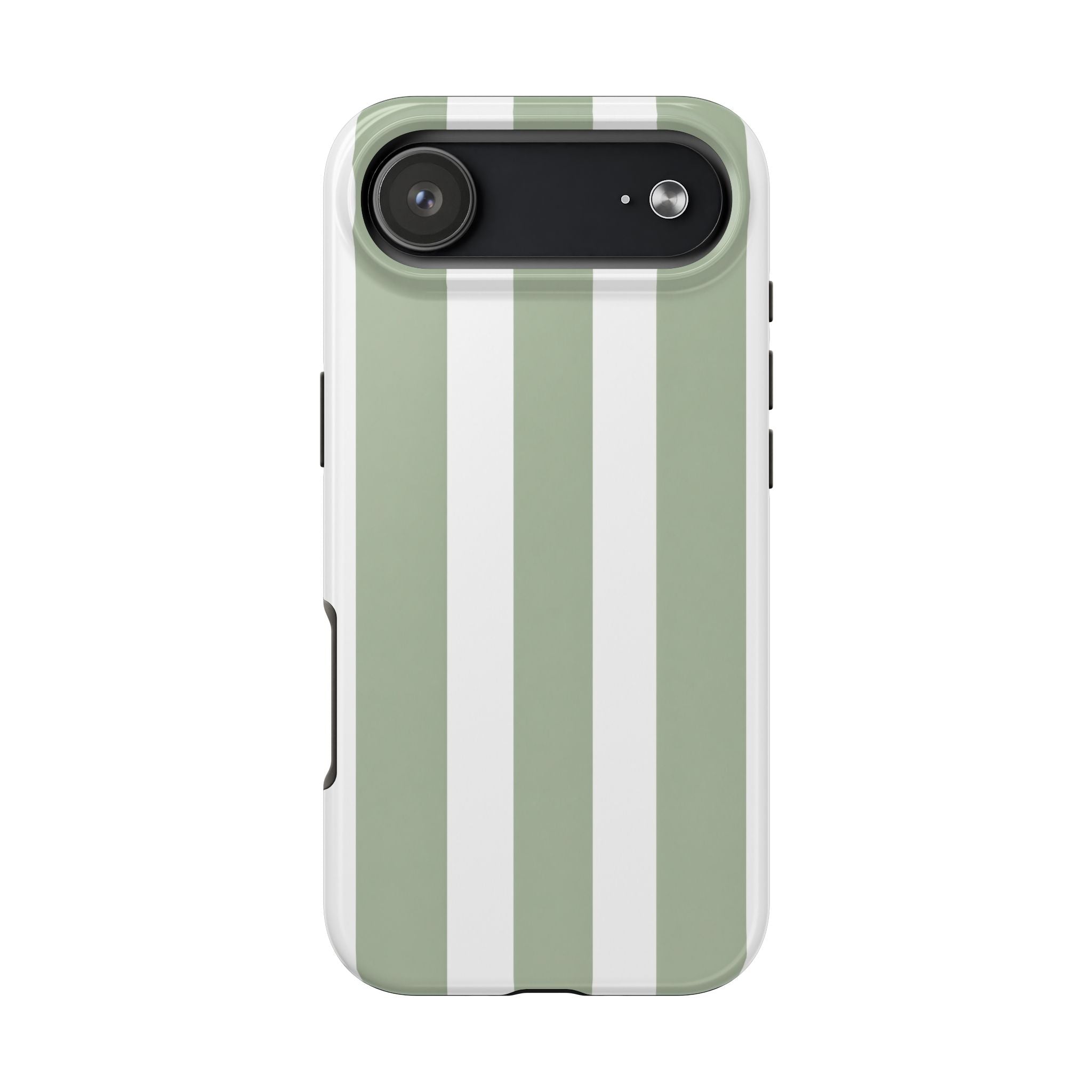 Sage & White Striped Tough Phone Case — Durable Protective Phone Cover