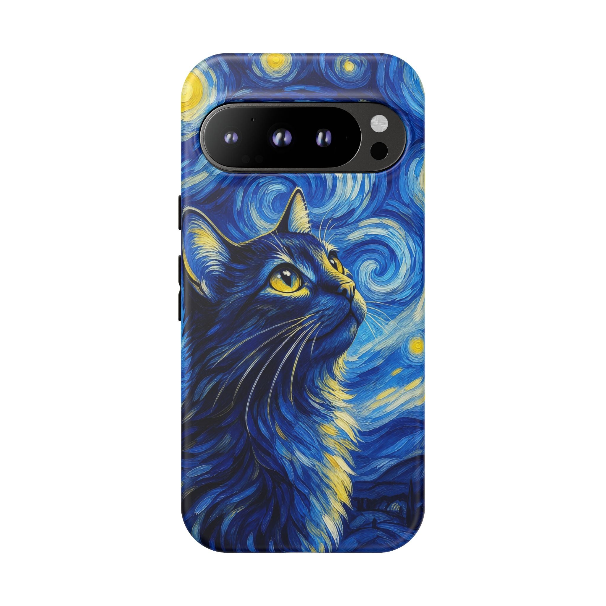 Starry Night Cat Phone Case — Van GoghStyle Blue Galaxy iPhone Cover