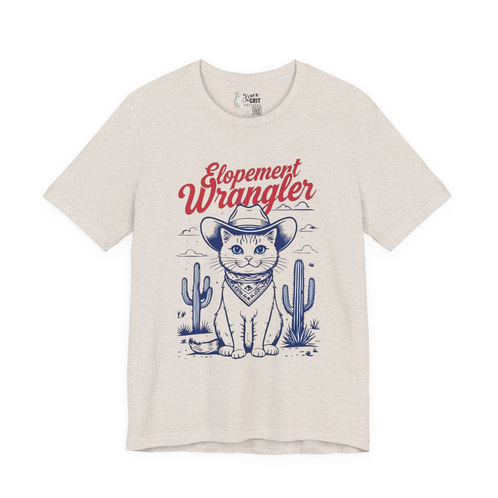 Elopement Wrangler Cat Tee | Cowboy Hat Cactus Desert Cat Illustration