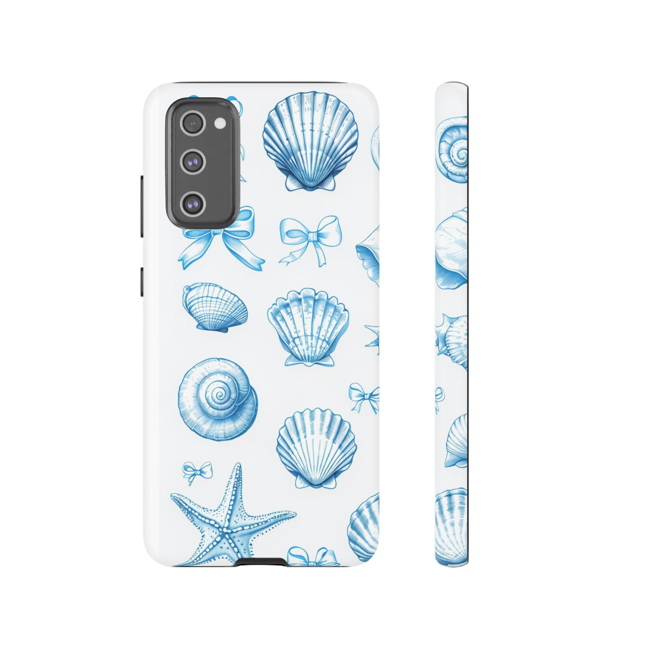 Seaside Shells Phone Case — Blue Nautical Shell & Starfish Pattern