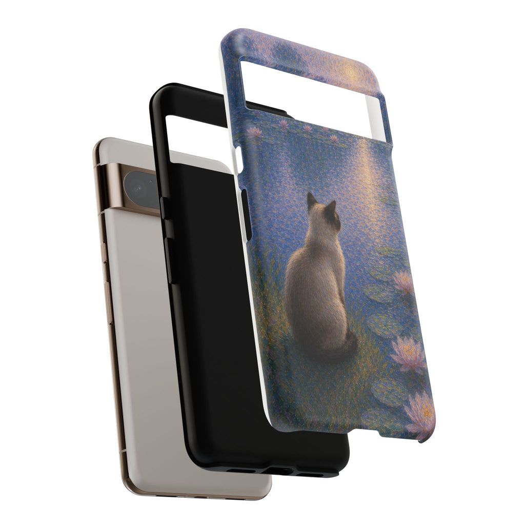 Cat Moonlight Phone Case — Serene Siamese by Lily Pond
