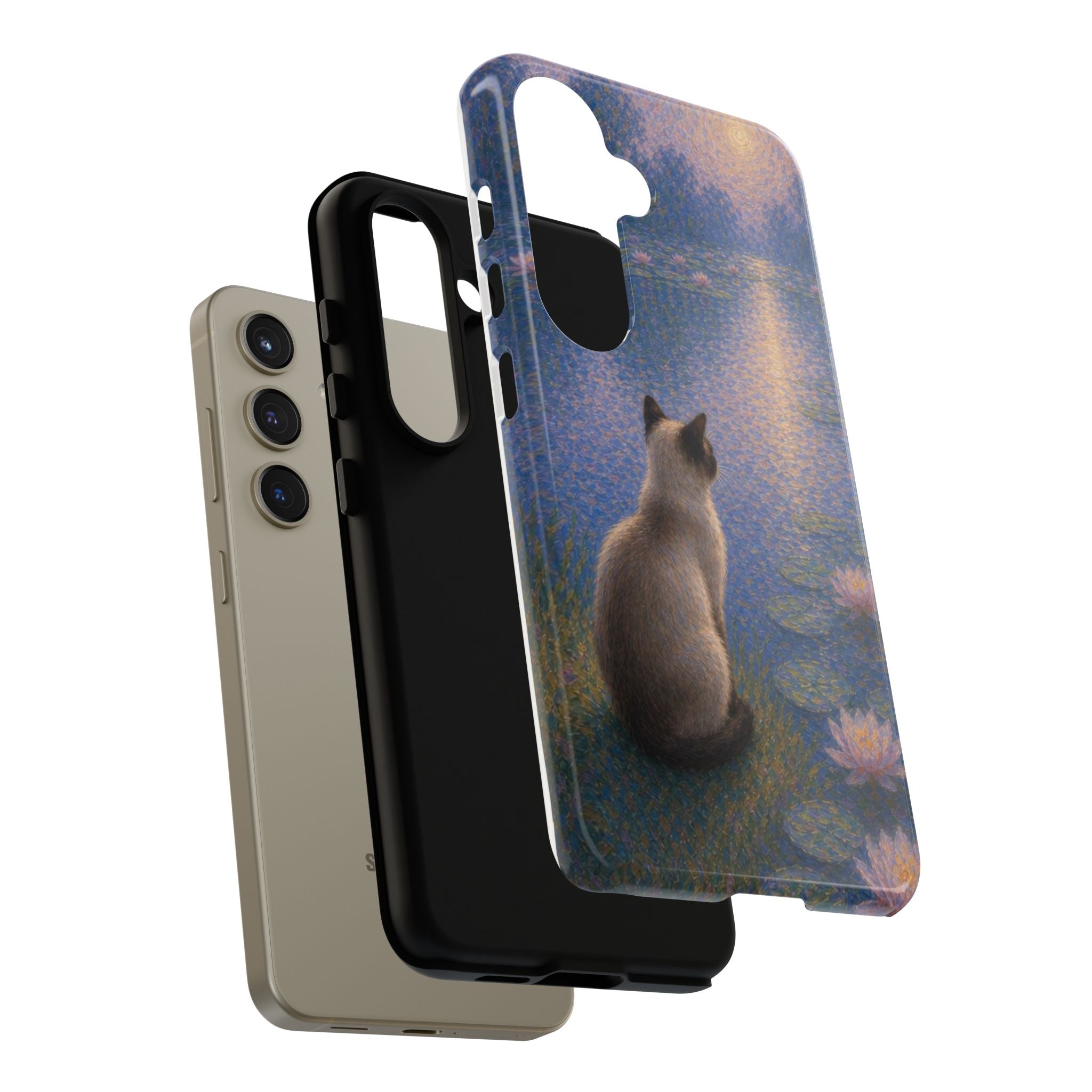 Cat Moonlight Phone Case — Serene Siamese by Lily Pond