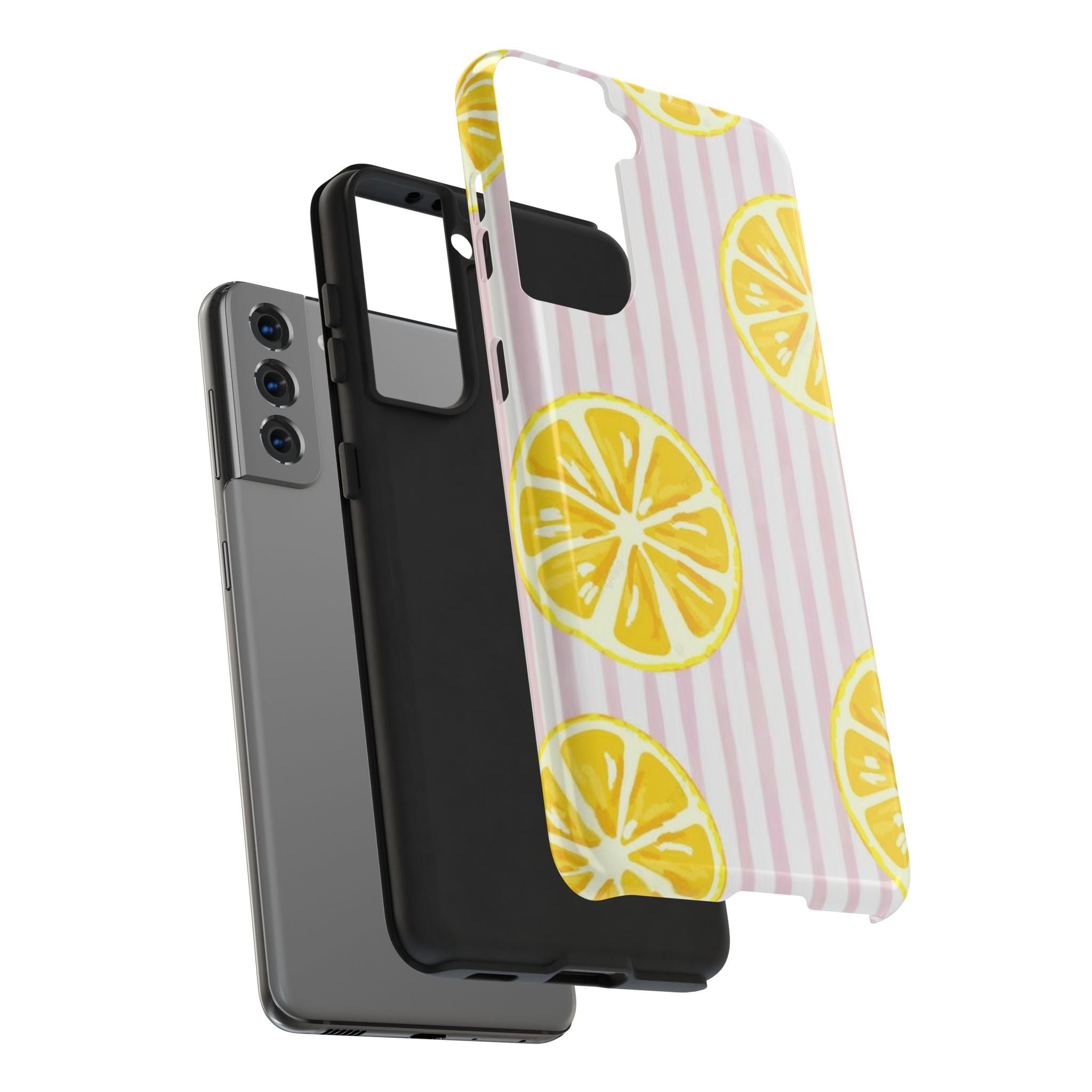 Lemon Slice Tough Phone Case — Pink Stripe Summer Protective Cover