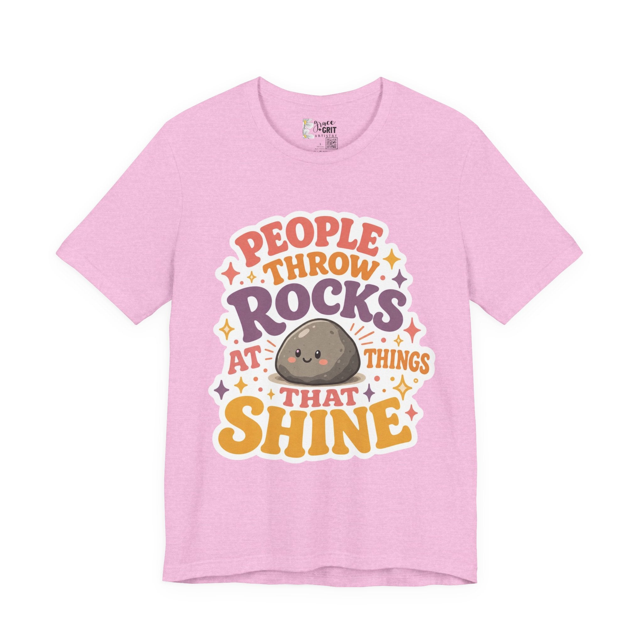 People Throw Rocks at Things That Shine T-Shirt | Cute Rock Illustration