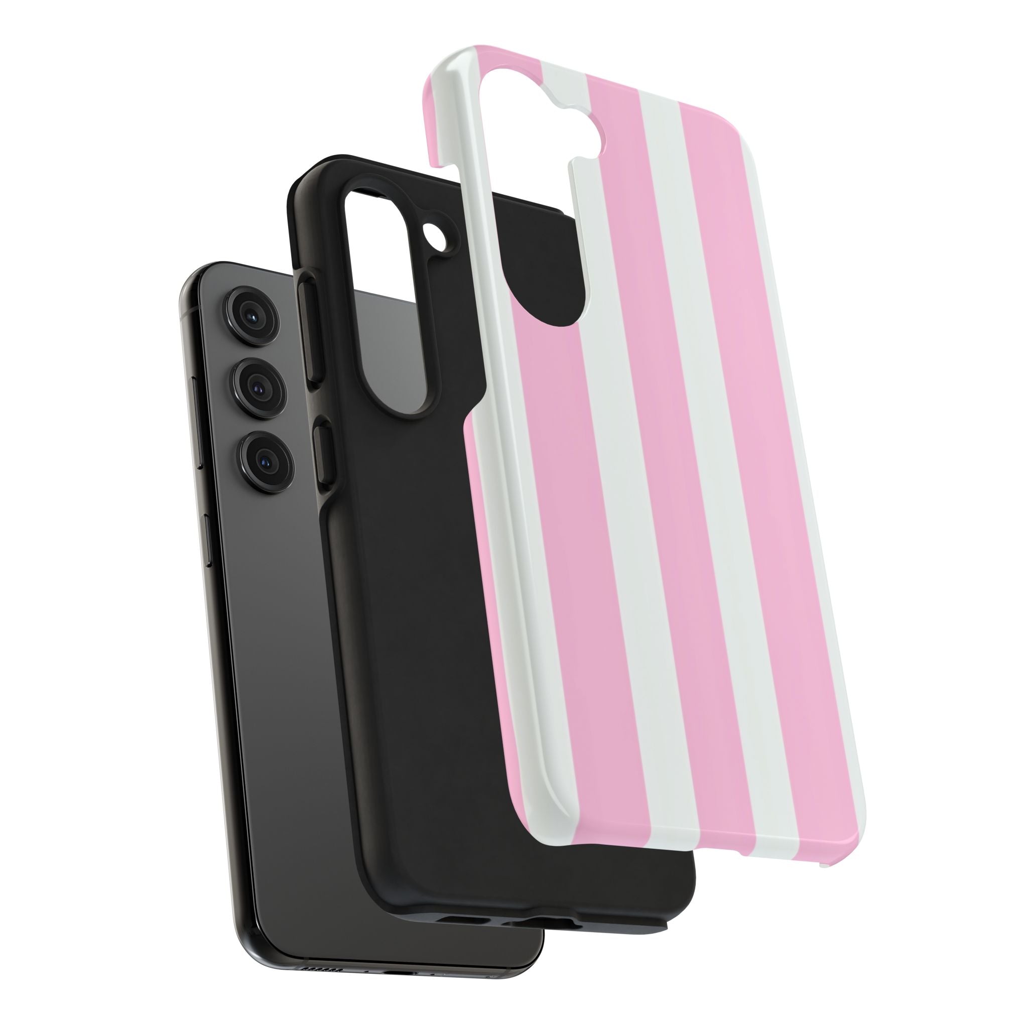 Pink & White Stripe Tough Phone Case — Protective Stripe iPhone Cover